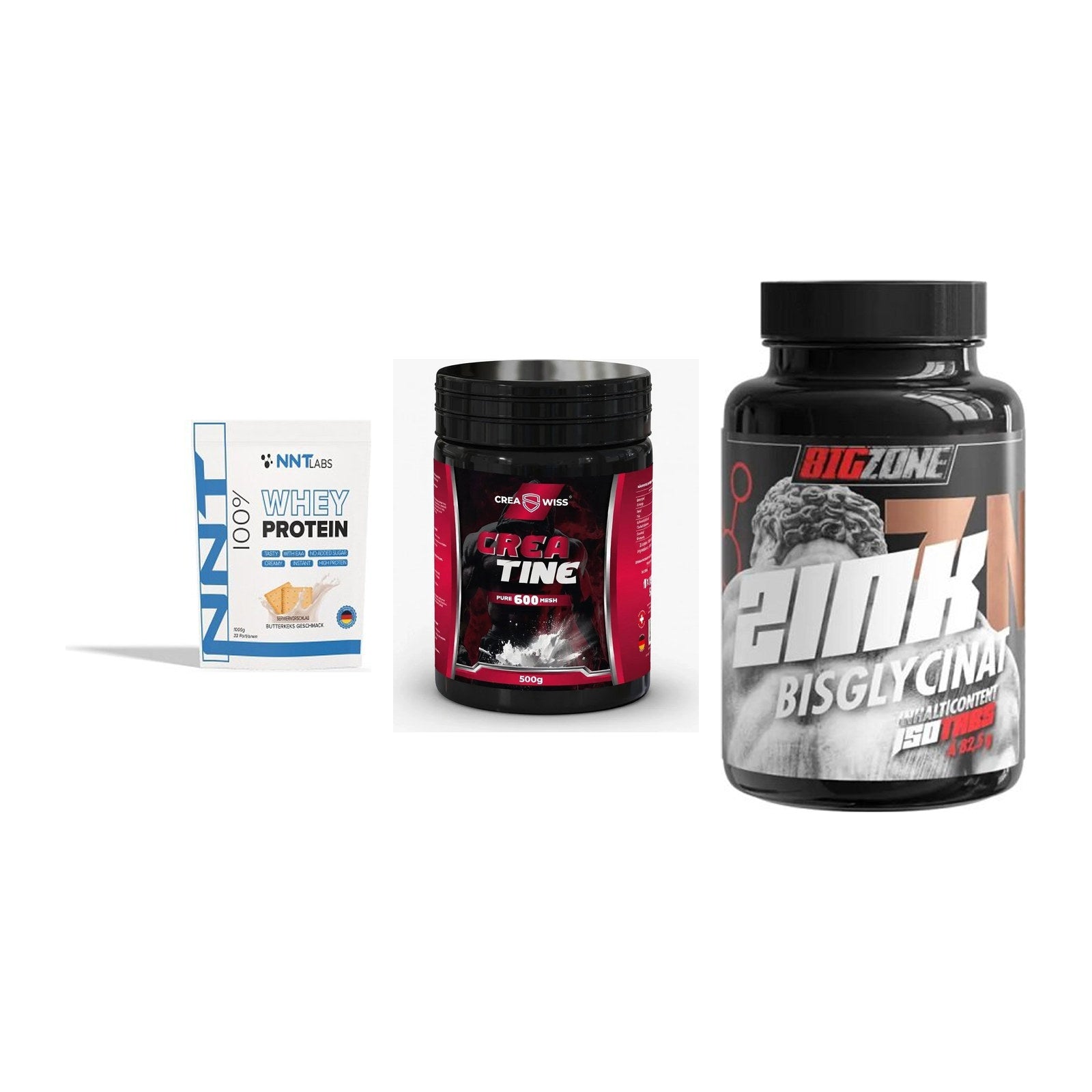 Einsteiger-Set: NNT Whey + CREASWISS + Big Zone Zink – alle enthaltenen Artikel
