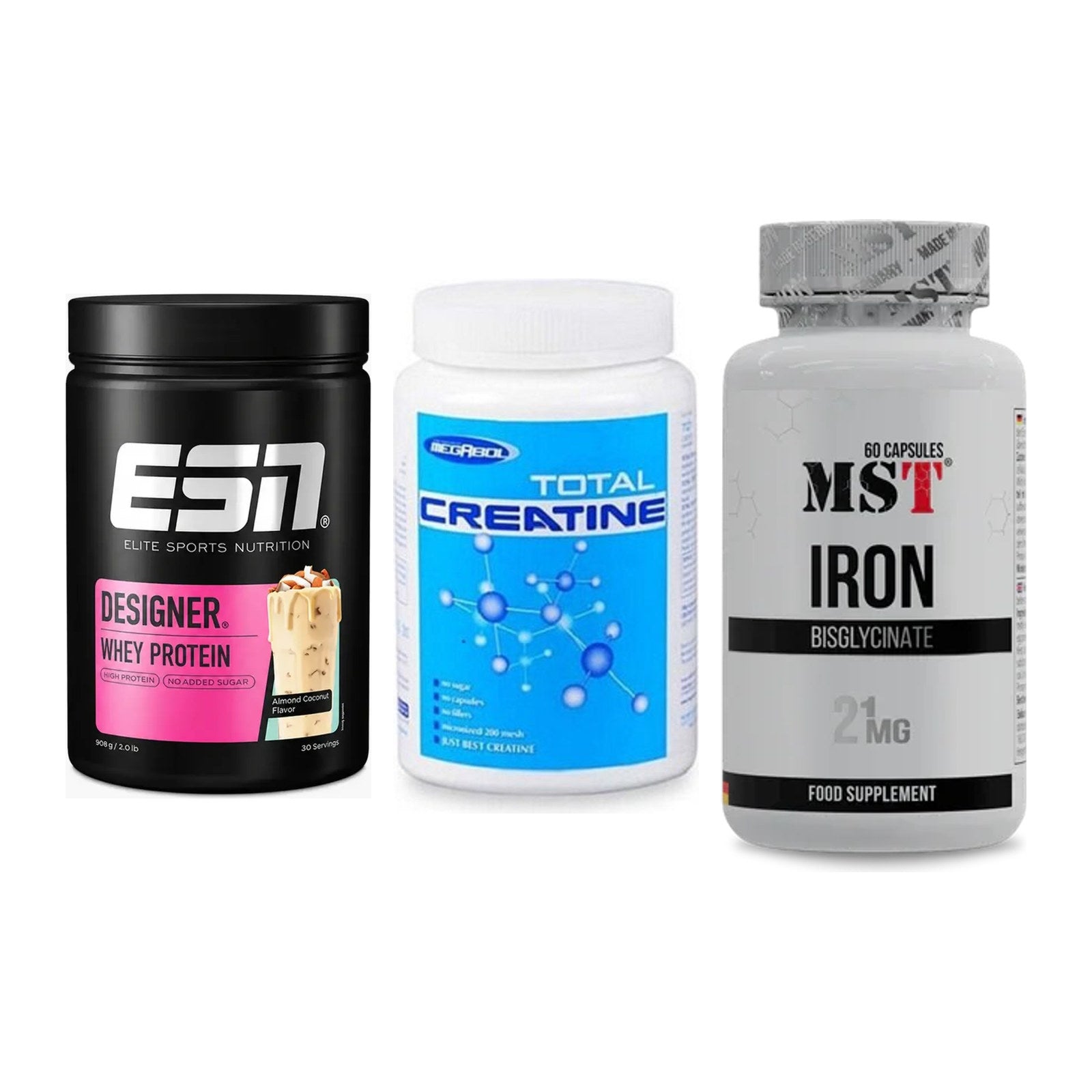 Einsteiger-Set: ESN Designer + Megabol Total + MST Iron Bisglyc – alle enthaltenen Artikel