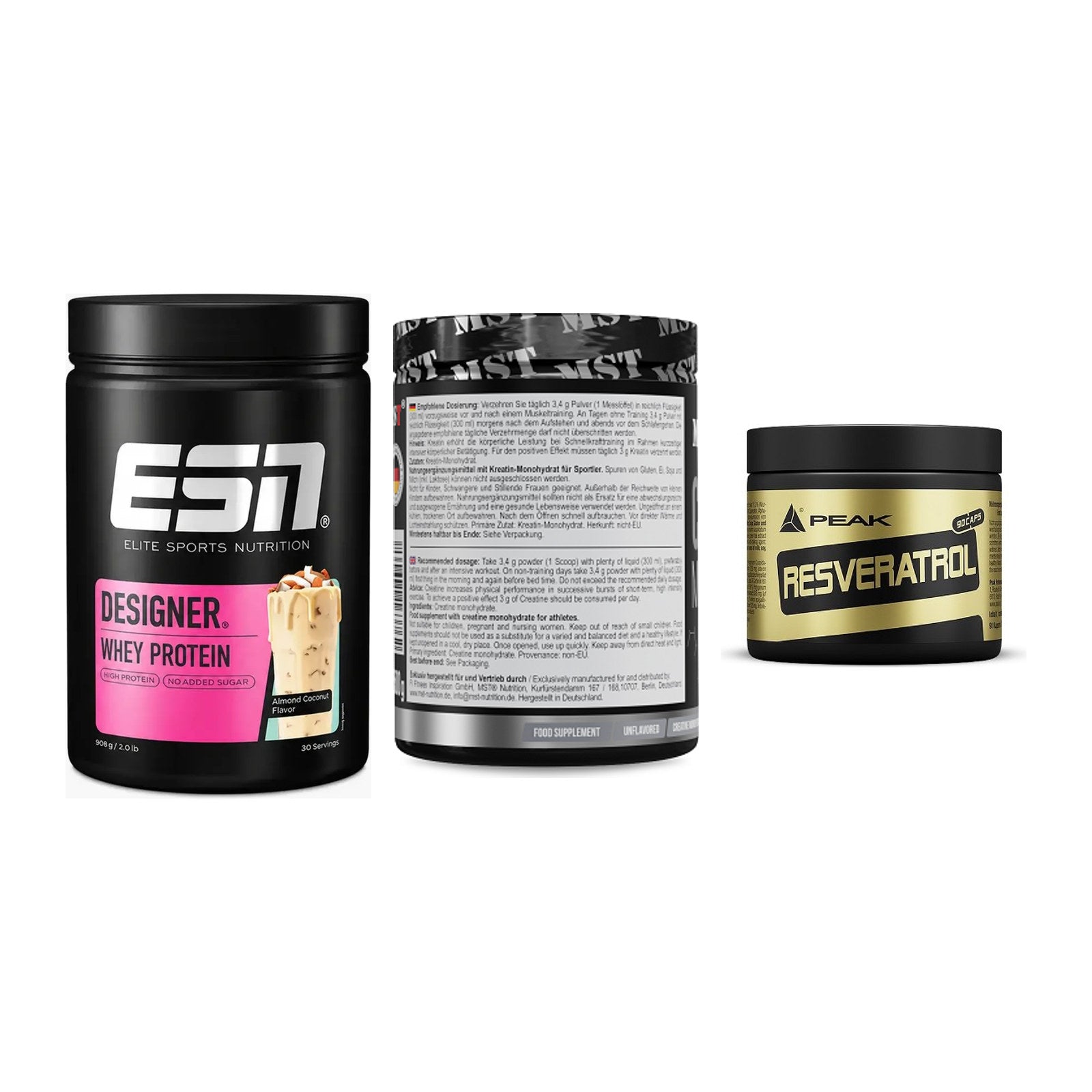 Einsteiger-Set: ESN Designer + MST Creatin + Peak Resveratrol – alle enthaltenen Artikel
