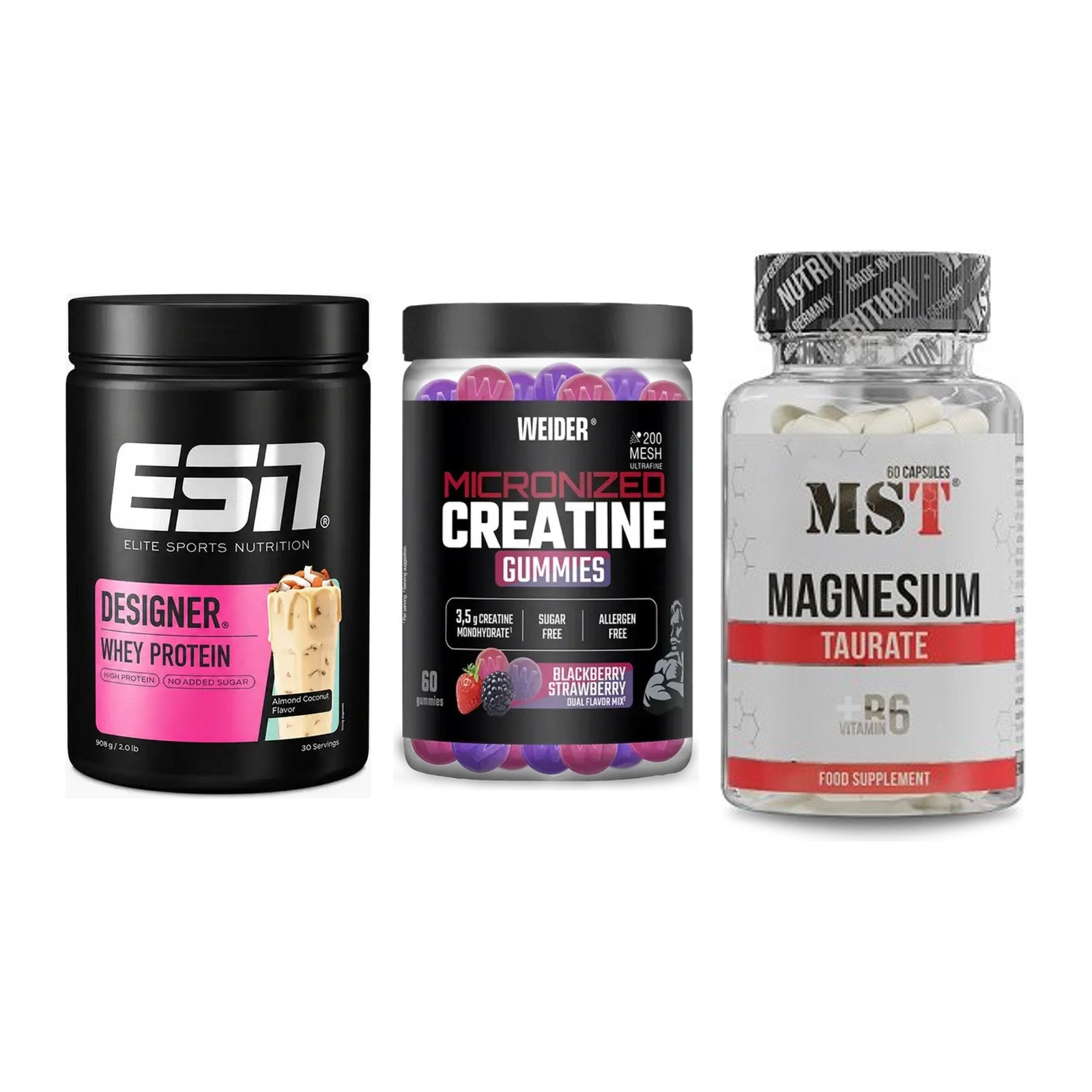 Einsteiger-Set: ESN Designer + Weider Micronize + MST Magnesium – alle enthaltenen Artikel