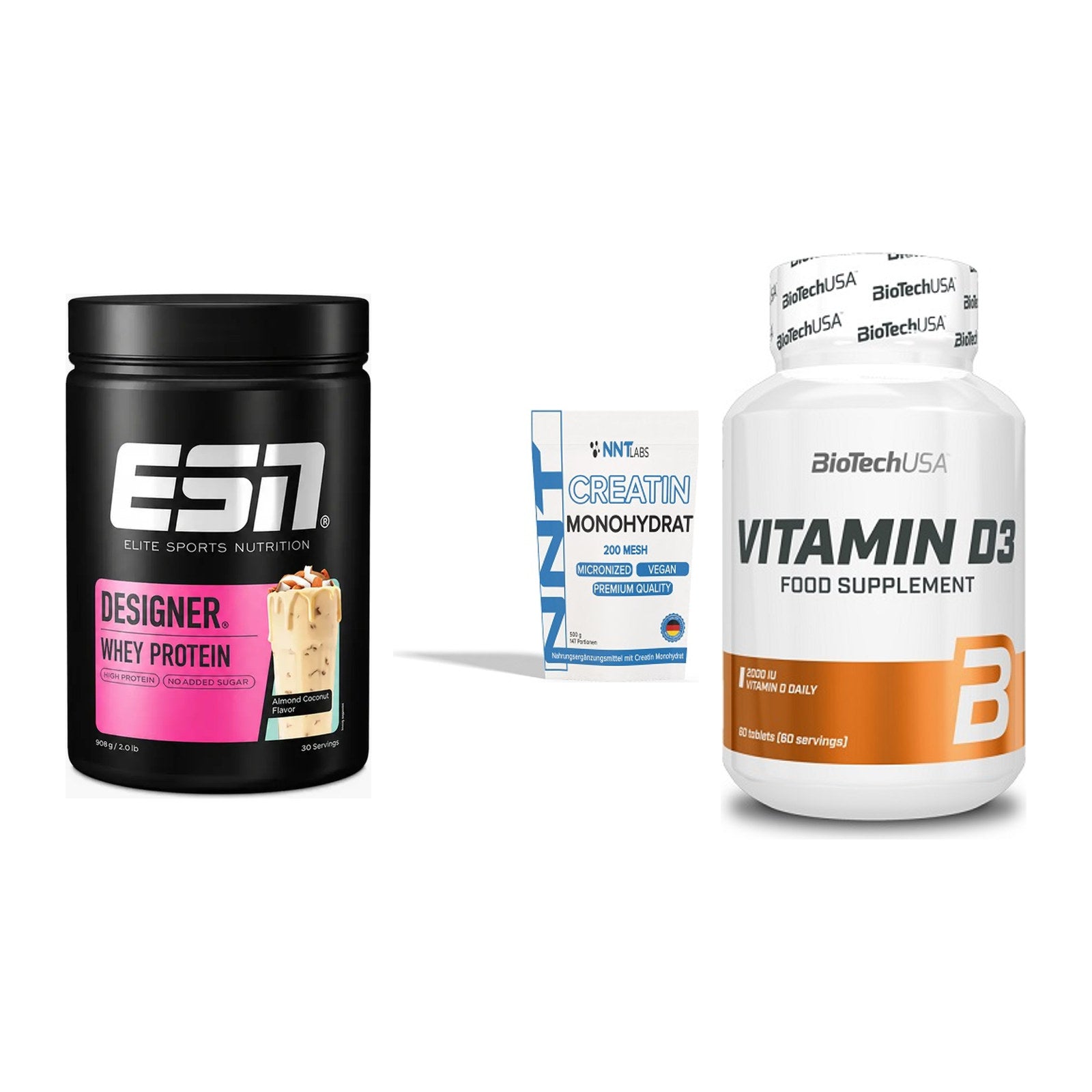 Einsteiger-Set: ESN Designer + NNT Creatin + BioTech Vitamin – alle enthaltenen Artikel