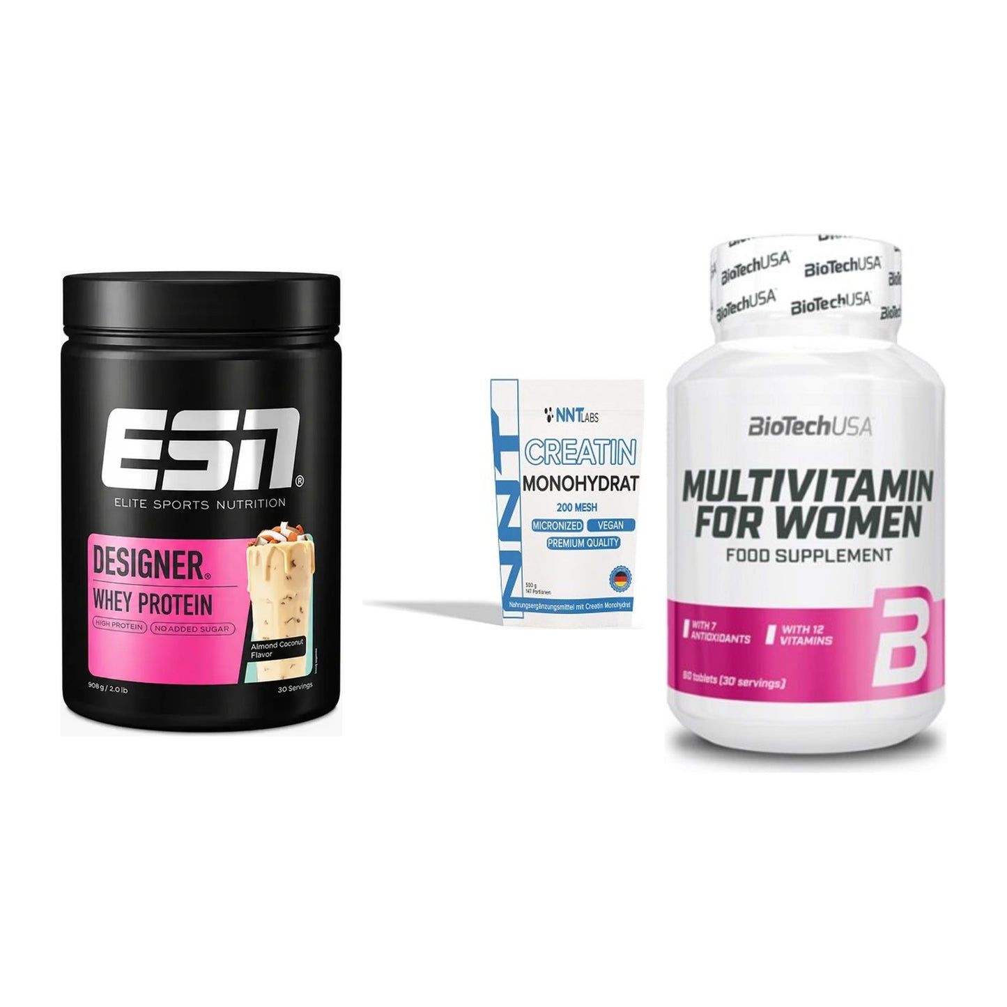 Einsteiger-Set: ESN Designer + NNT Creatin + BioTech Multivit – alle enthaltenen Artikel