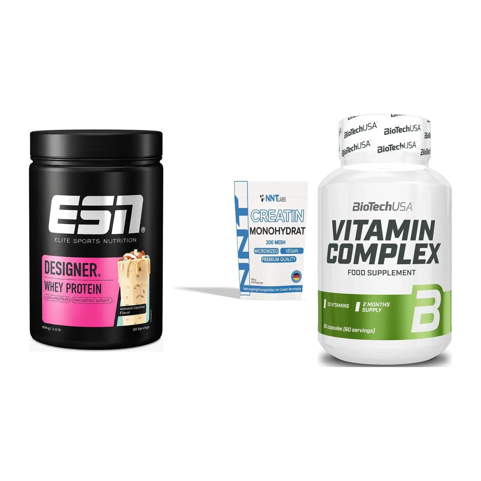 Einsteiger-Set: ESN Designer + NNT Creatin + BioTech Vitamin – alle enthaltenen Artikel
