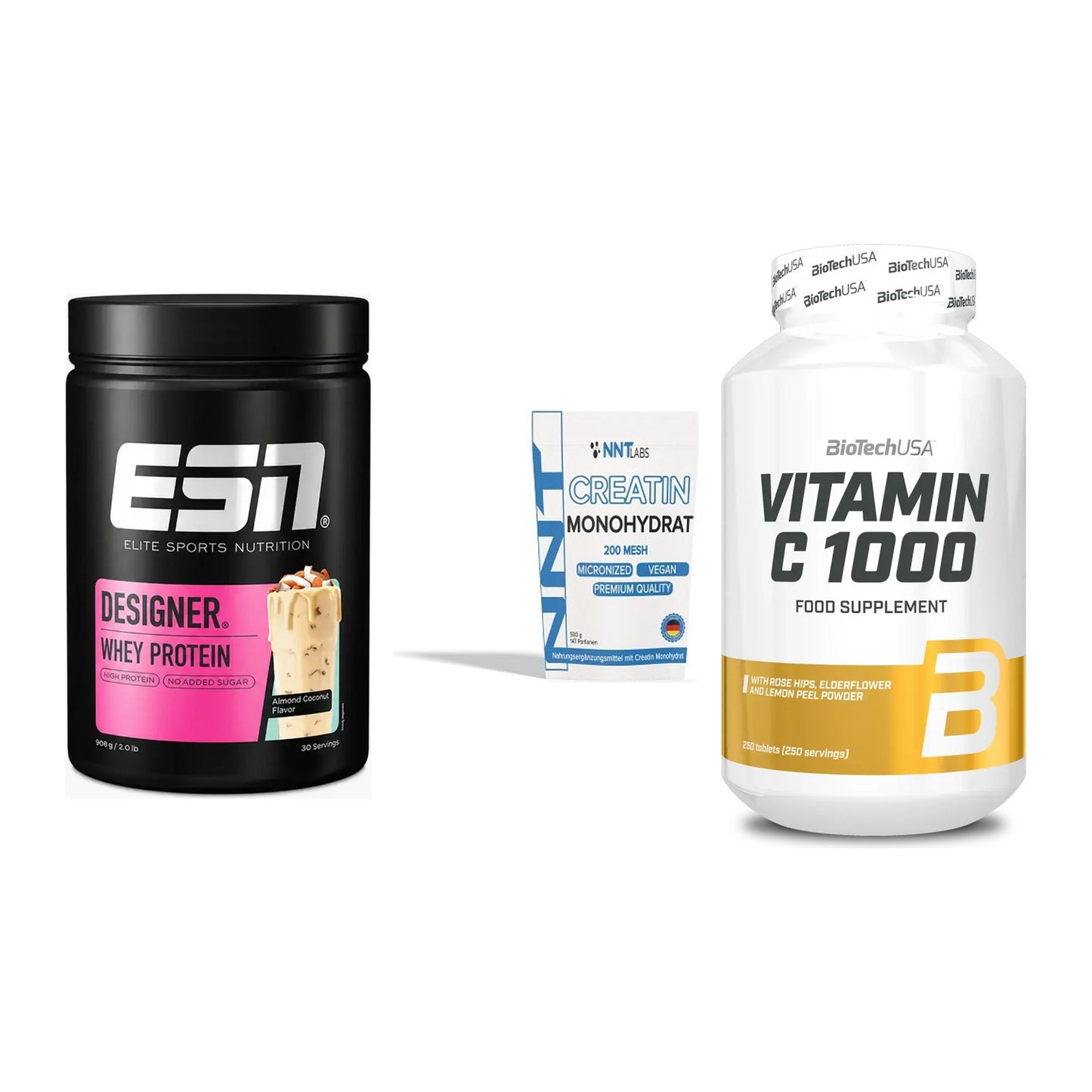 Einsteiger-Set: ESN Designer + NNT Creatin + BioTech Vitamin – alle enthaltenen Artikel