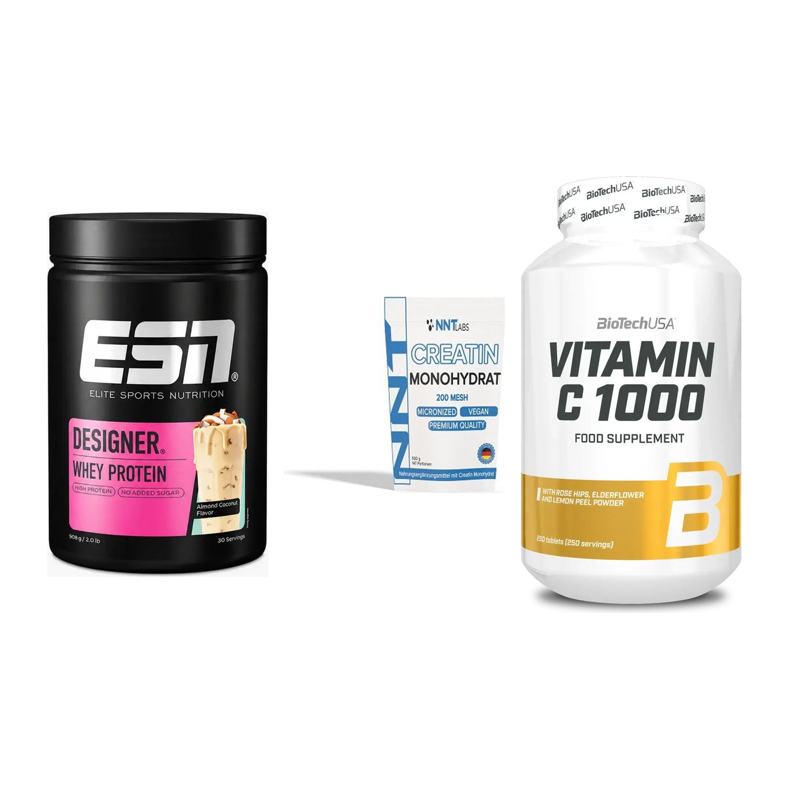 Einsteiger-Set: ESN Designer + NNT Creatin + BioTech Vitamin – alle enthaltenen Artikel