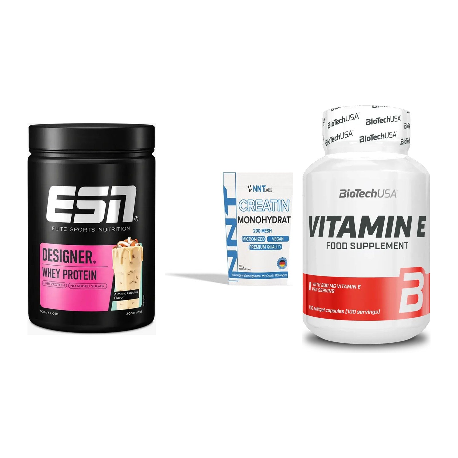 Einsteiger-Set: ESN Designer + NNT Creatin + BioTech Vitamin – alle enthaltenen Artikel