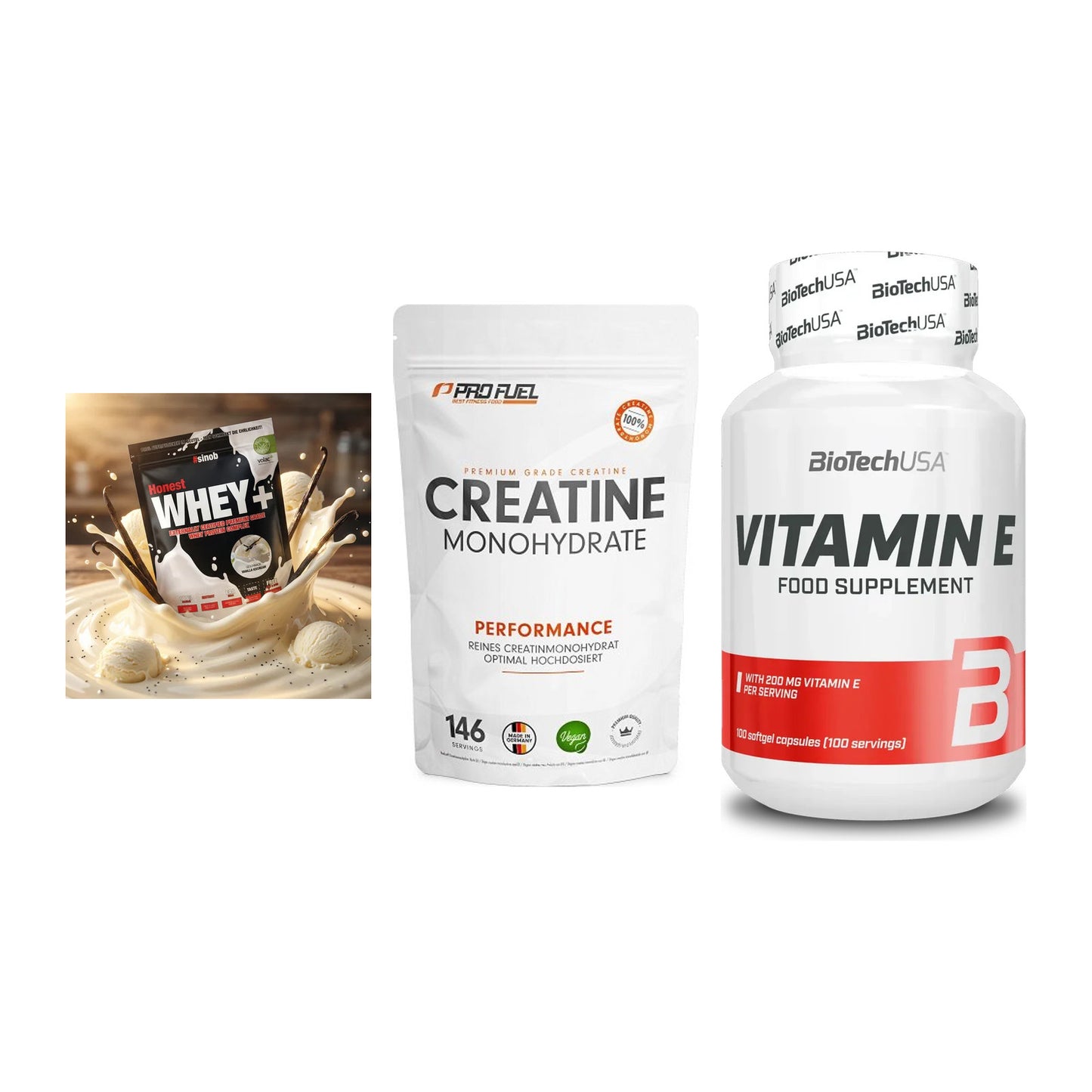 Einsteiger-Set: Sinob Honest + ProFuel Creatine + BioTech Vitamin – alle enthaltenen Artikel