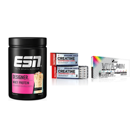 Einsteiger-Set: ESN Designer + Nutrend Creatine + Olimp Vita-Min – alle enthaltenen Artikel