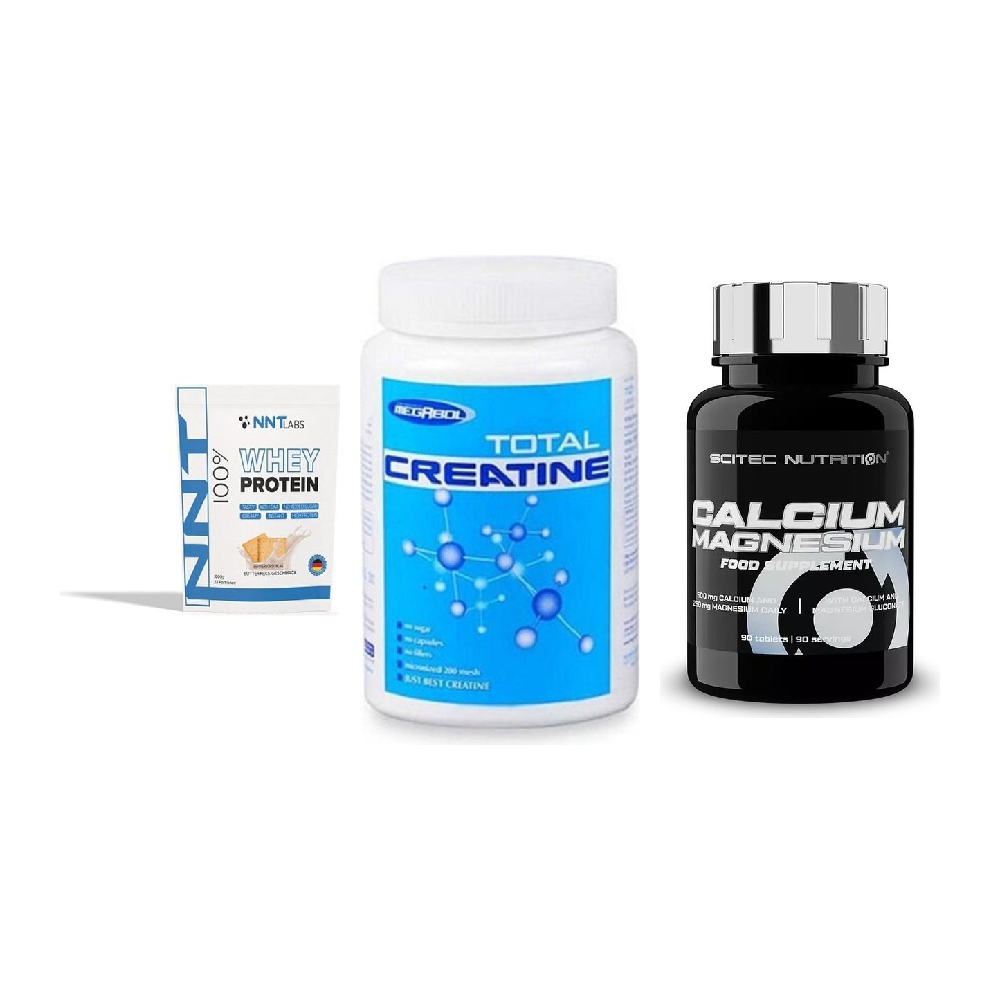 Einsteiger-Set: NNT Whey + Megabol Total + Scitec Calcium – alle enthaltenen Artikel