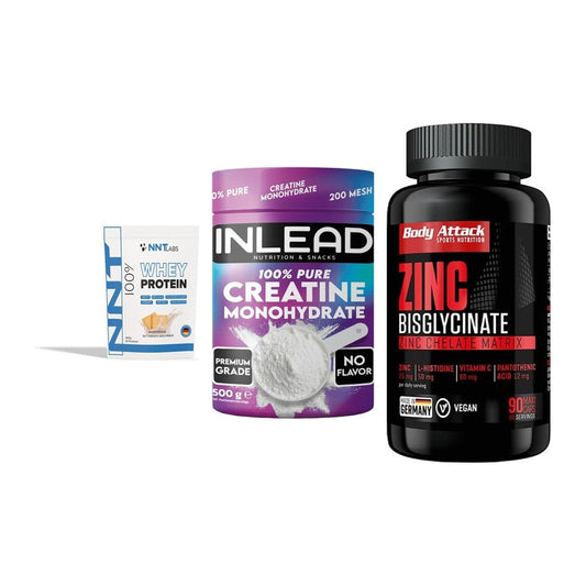 Einsteiger-Set: NNT Whey + INLEAD Creatine + Body Attack Zink – alle enthaltenen Artikel