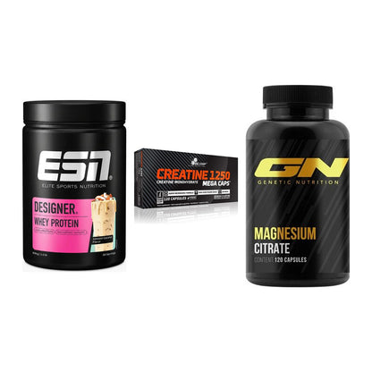 Einsteiger-Set: ESN Designer + Olimp Creatine + GN Magnesium – alle enthaltenen Artikel