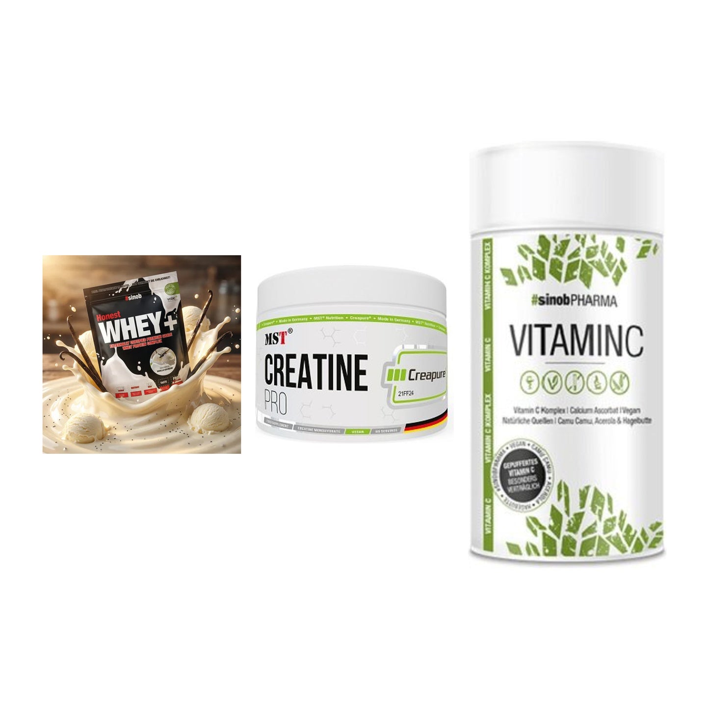 Einsteiger-Set: Sinob Honest + MST Creatin Pro + Sinob Vitamin C – alle enthaltenen Artikel