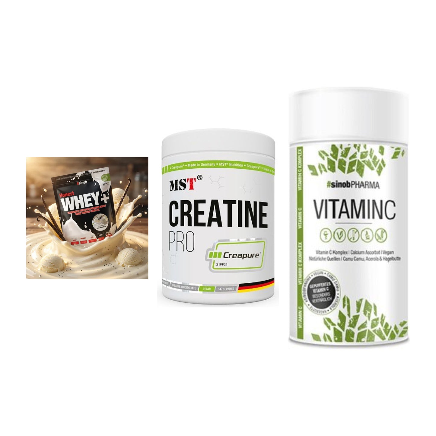 Einsteiger-Set: Sinob Honest + MST Creatin Pro + Sinob Vitamin C – alle enthaltenen Artikel