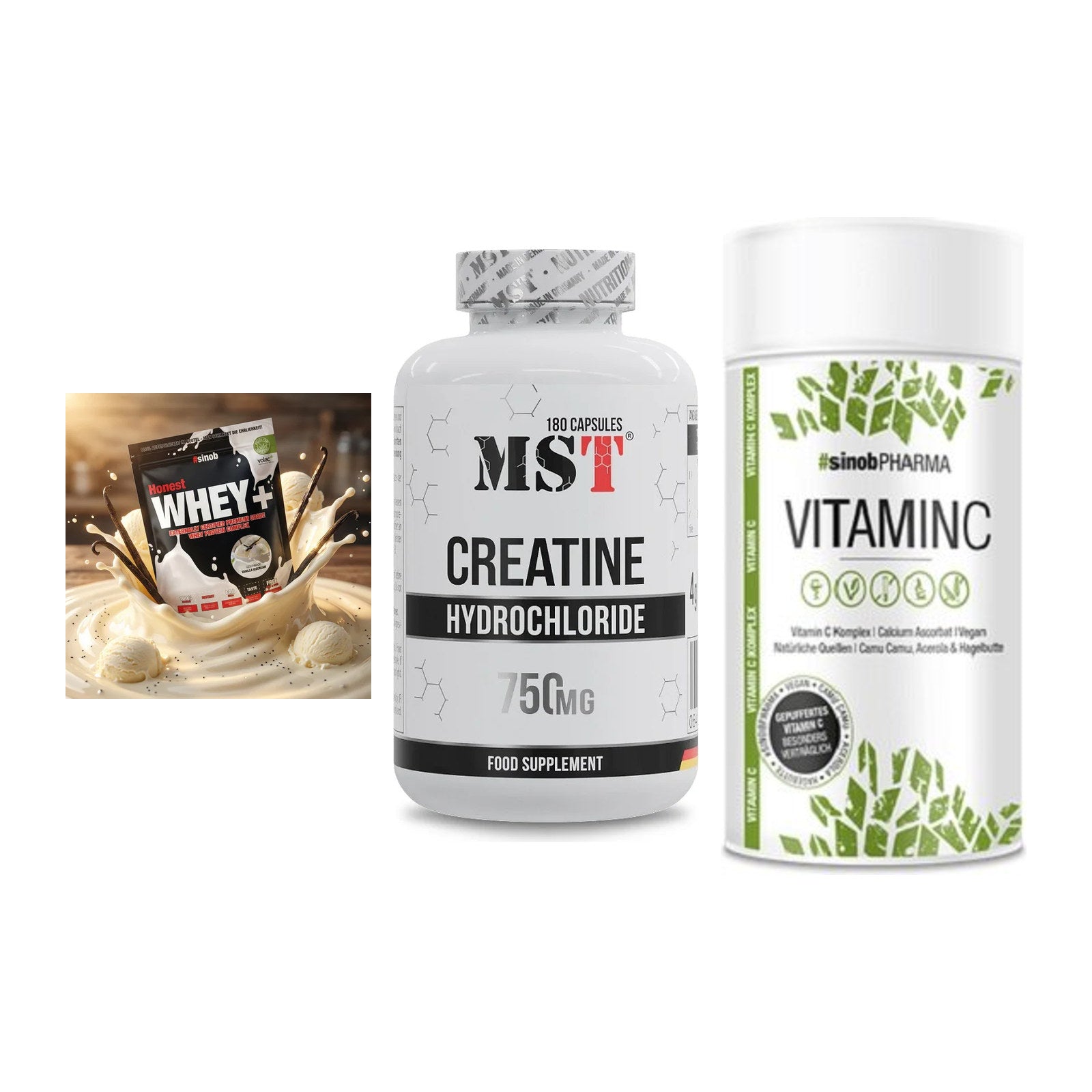 Einsteiger-Set: Sinob Honest + MST Creatine HCL + Sinob Vitamin C – alle enthaltenen Artikel