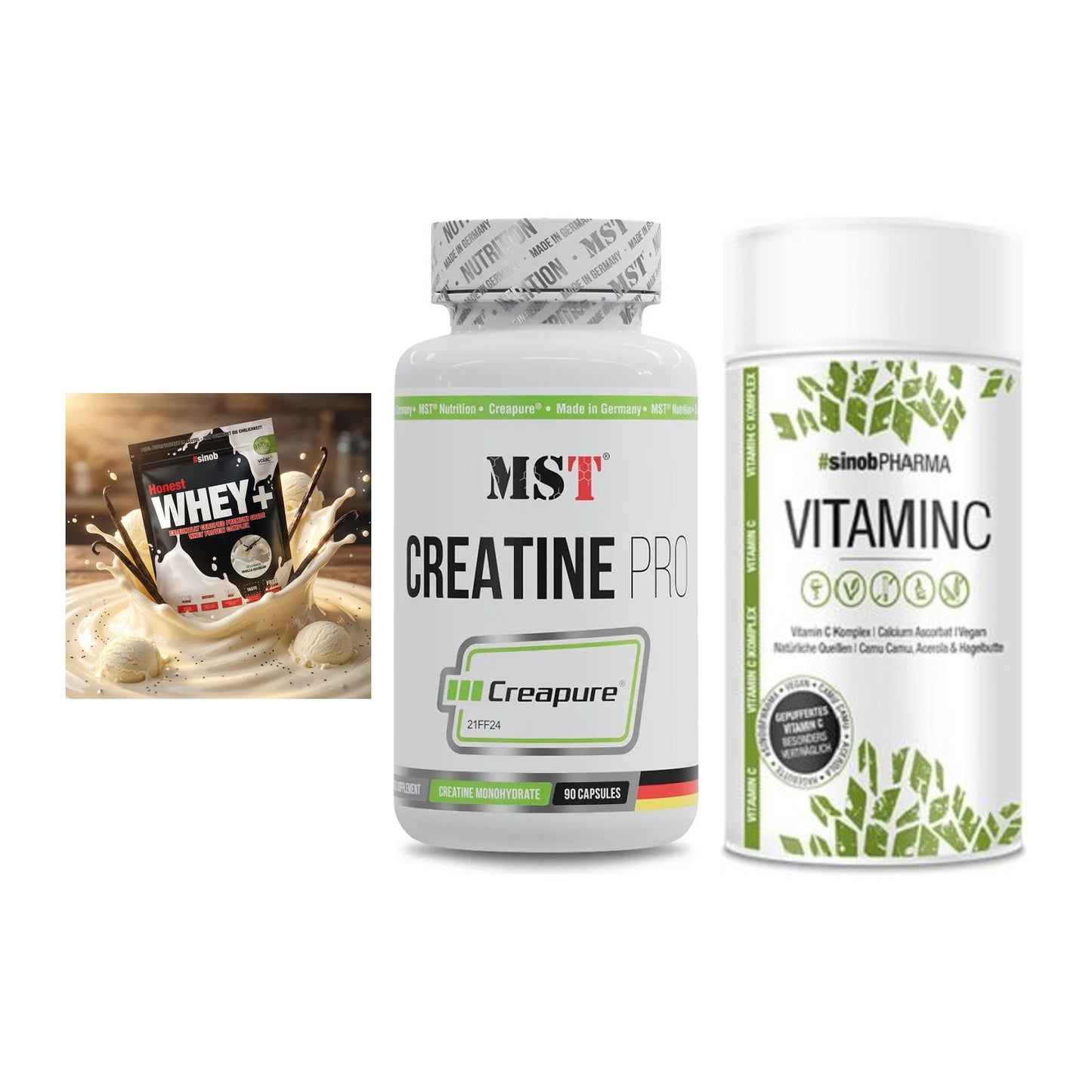 Einsteiger-Set: Sinob Honest + MST Creatine Pro + Sinob Vitamin C – alle enthaltenen Artikel