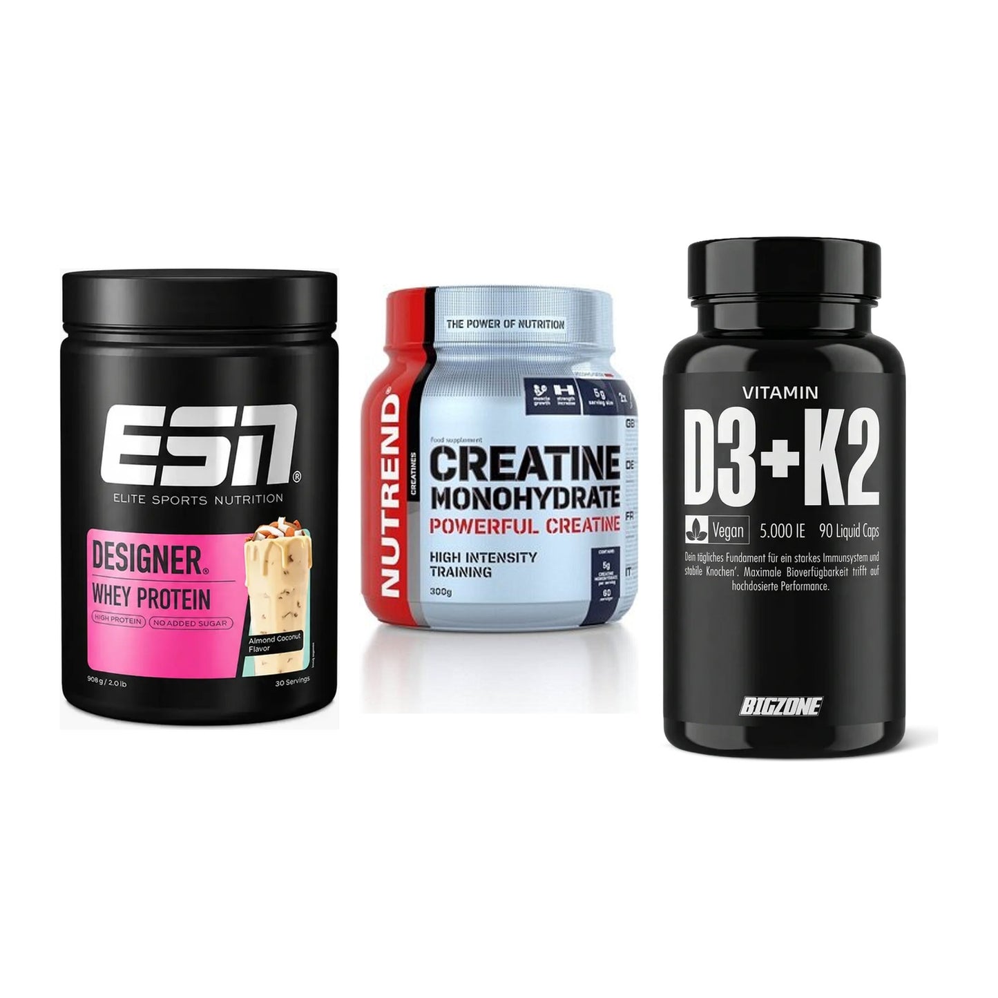 Einsteiger-Set: ESN Designer + Nutrend Creatine + Big Zone Vitamin – alle enthaltenen Artikel
