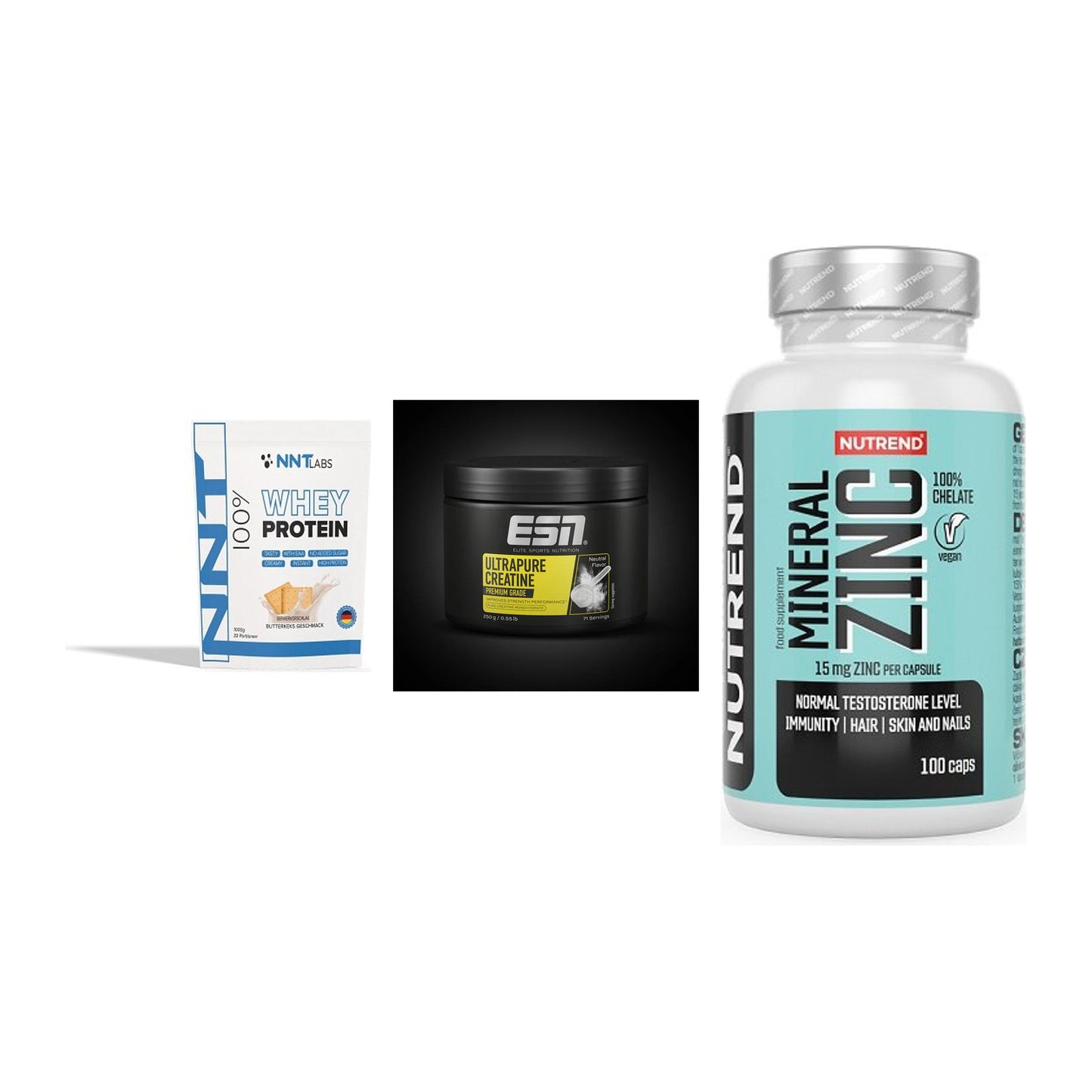 Einsteiger-Set: NNT Whey + ESN Ultrapure + Nutrend Zinc – alle enthaltenen Artikel