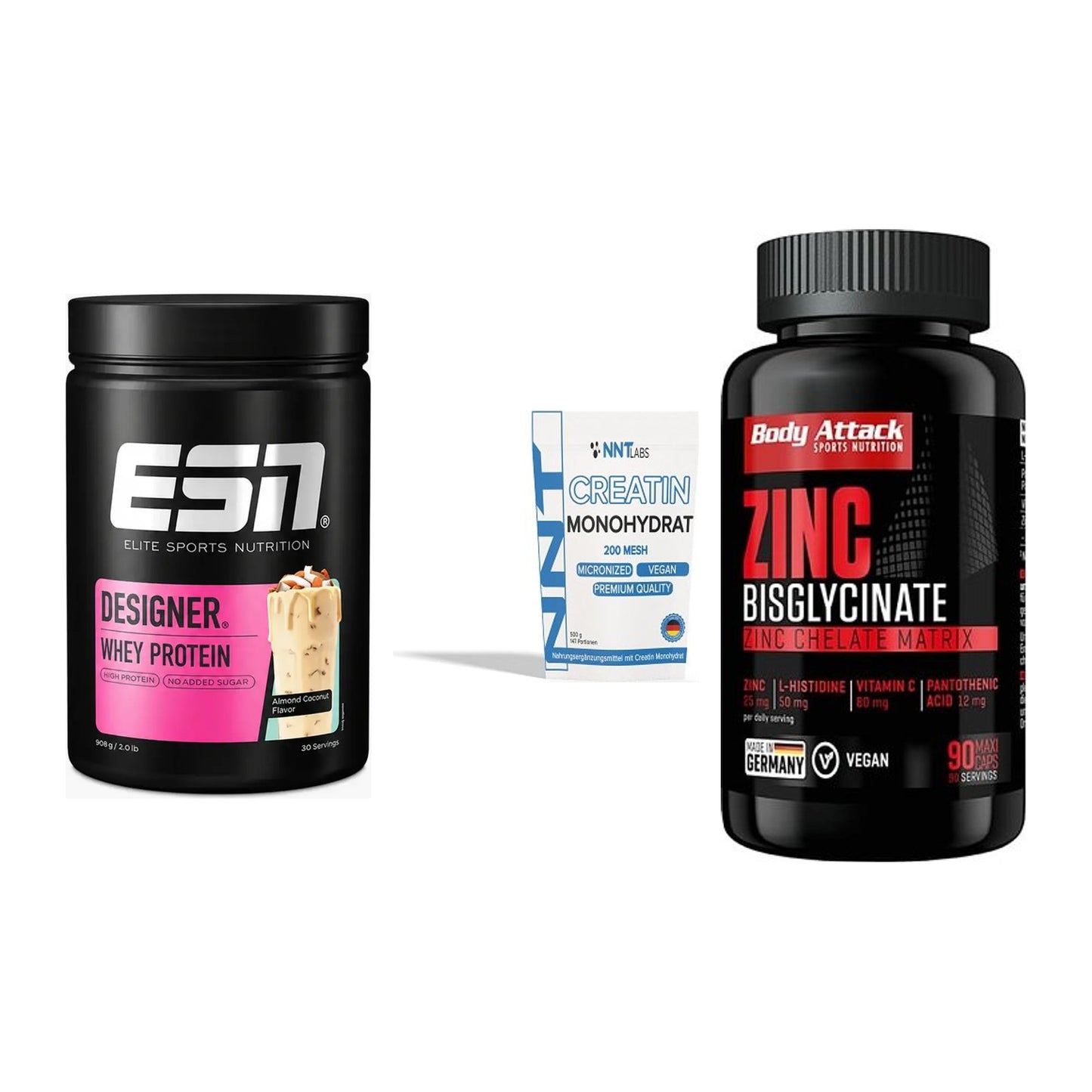 Einsteiger-Set: ESN Designer + NNT Creatin + Body Attack Zink – alle enthaltenen Artikel