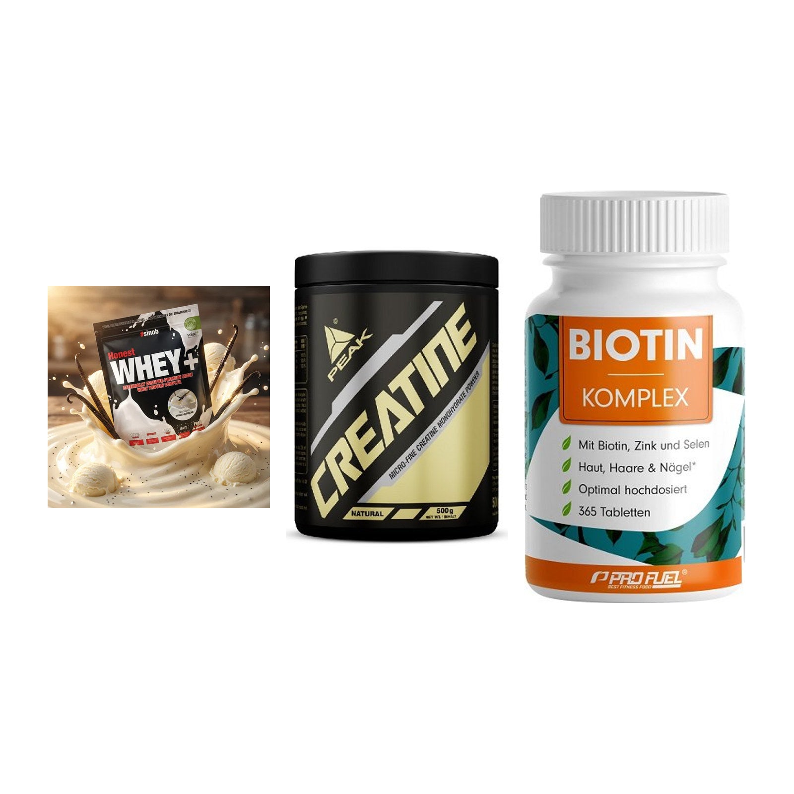 Einsteiger-Set: Sinob Honest + Peak Creatin + ProFuel BIOTIN – alle enthaltenen Artikel