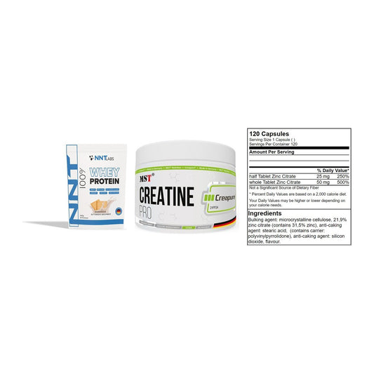 Einsteiger-Set: NNT Whey + MST Creatin Pro + GN Zinc Citrate – alle enthaltenen Artikel