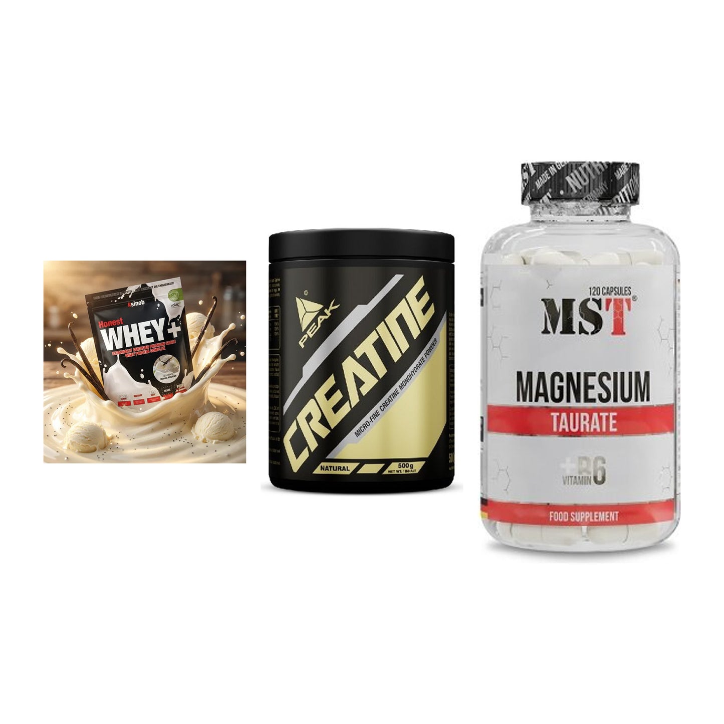 Einsteiger-Set: Sinob Honest + Peak Creatin + MST Magnesium – alle enthaltenen Artikel