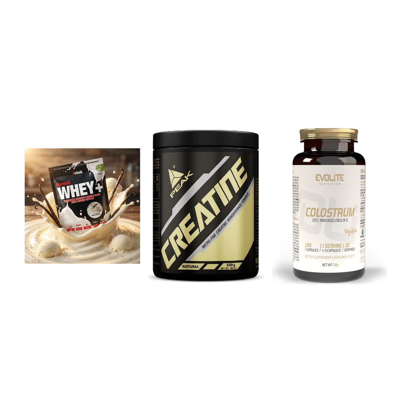 Einsteiger-Set: Sinob Honest + Peak Creatin + Evolite Nutritio – alle enthaltenen Artikel