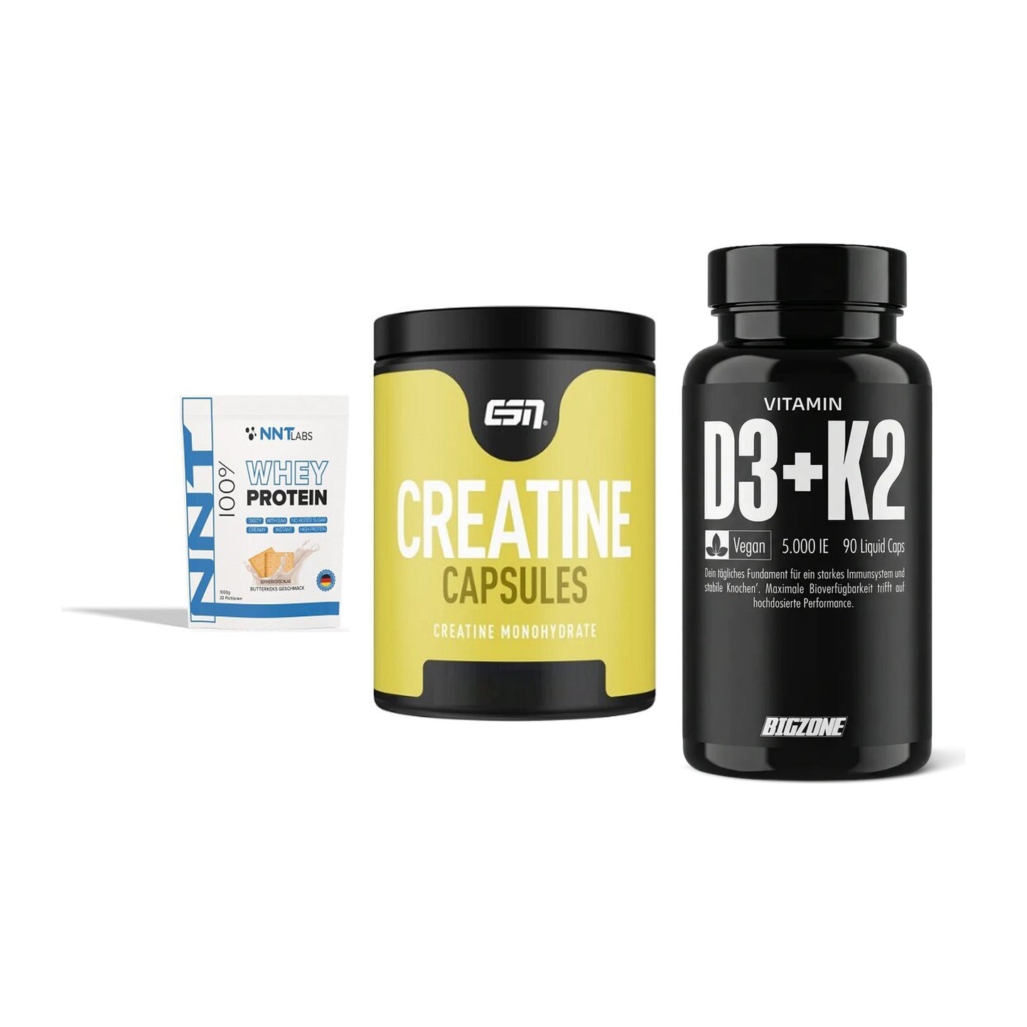 Einsteiger-Set: NNT Whey + ESN Ultrapure + Big Zone Vitamin – alle enthaltenen Artikel