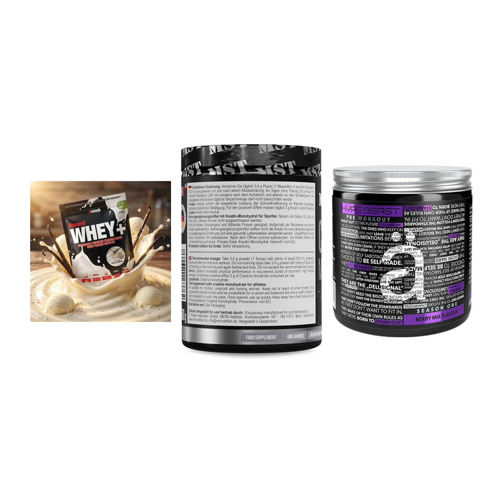 Einsteiger-Set: Sinob Honest + MST Creatin + Nanosupps Hype – alle enthaltenen Artikel