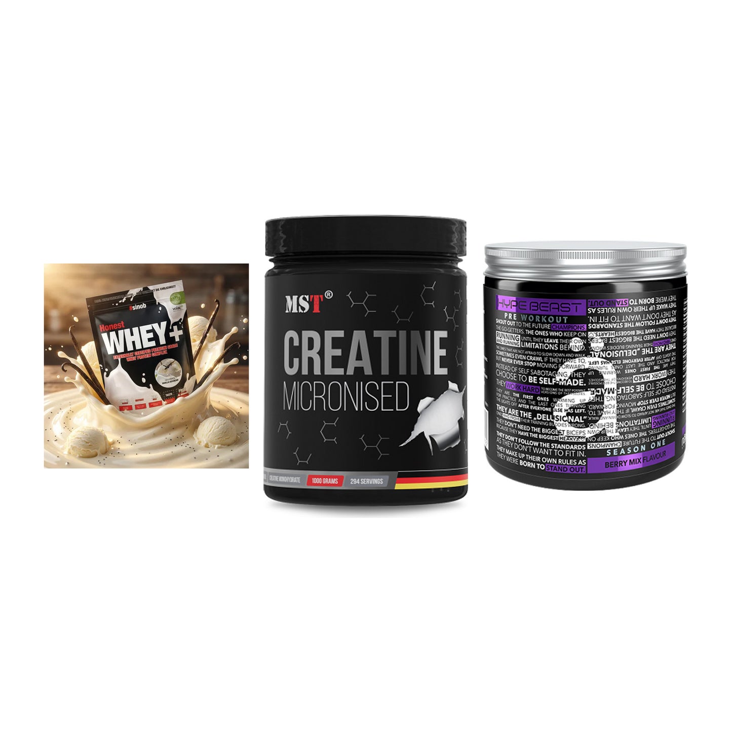 Einsteiger-Set: Sinob Honest + MST Creatin + Nanosupps Hype – alle enthaltenen Artikel