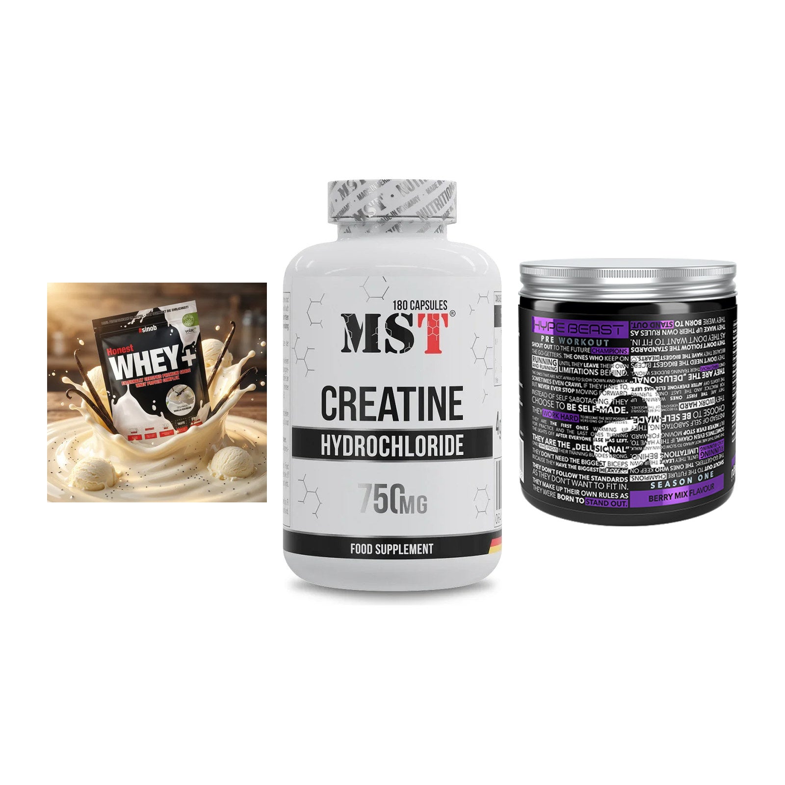 Einsteiger-Set: Sinob Honest + MST Creatine HCL + Nanosupps Hype – alle enthaltenen Artikel