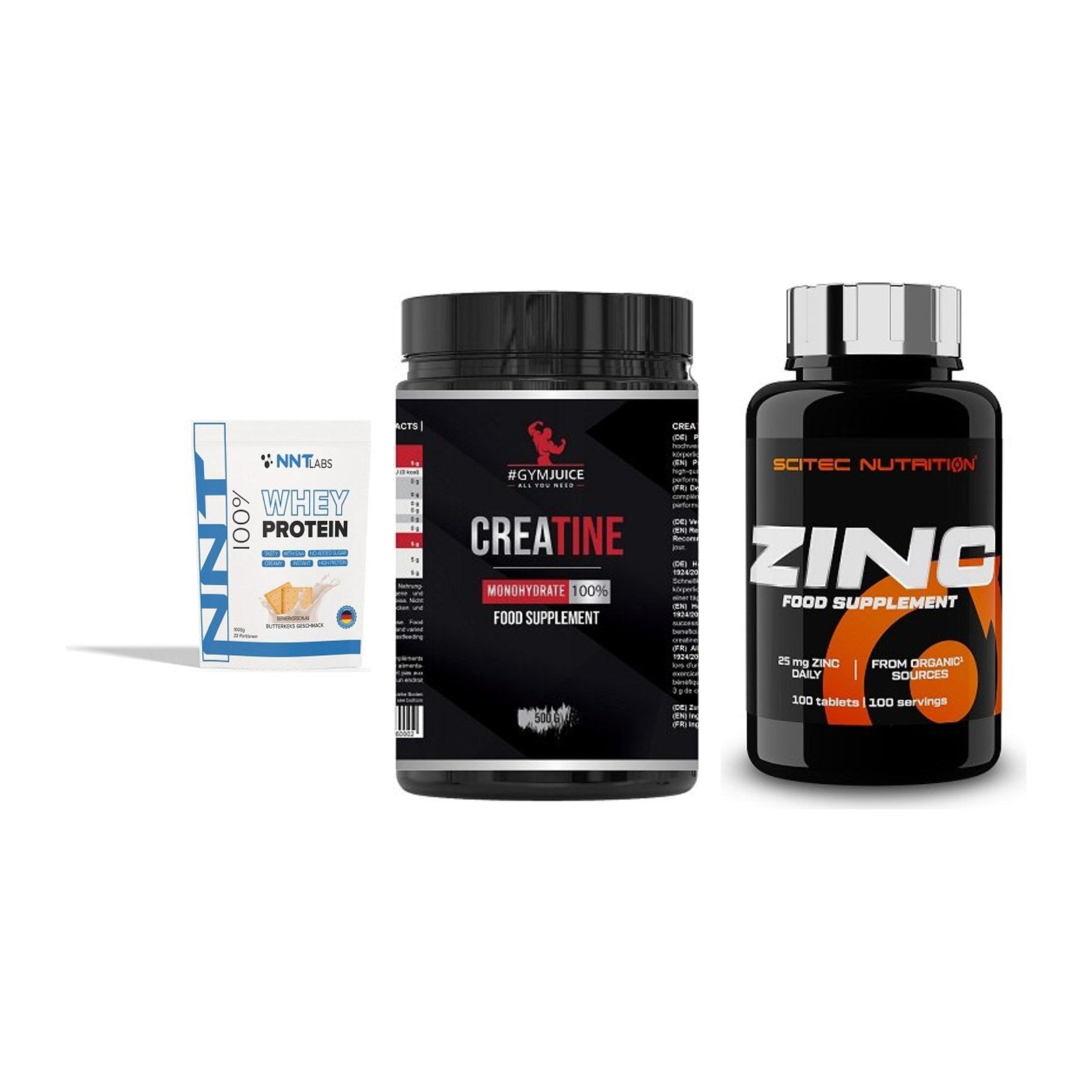 Einsteiger-Set: NNT Whey + #GYMJUICE + Scitec Zinc – alle enthaltenen Artikel