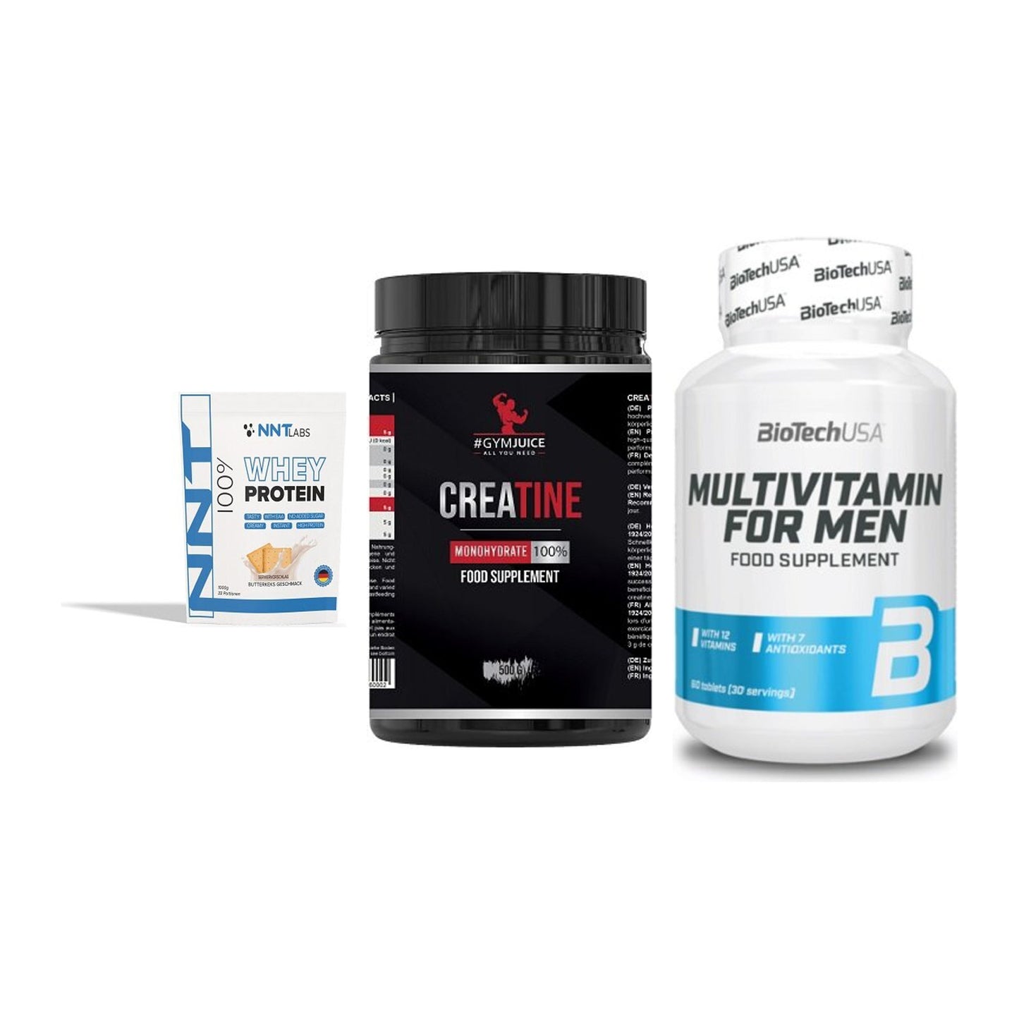 Einsteiger-Set: NNT Whey + #GYMJUICE + BioTech Multivit – alle enthaltenen Artikel