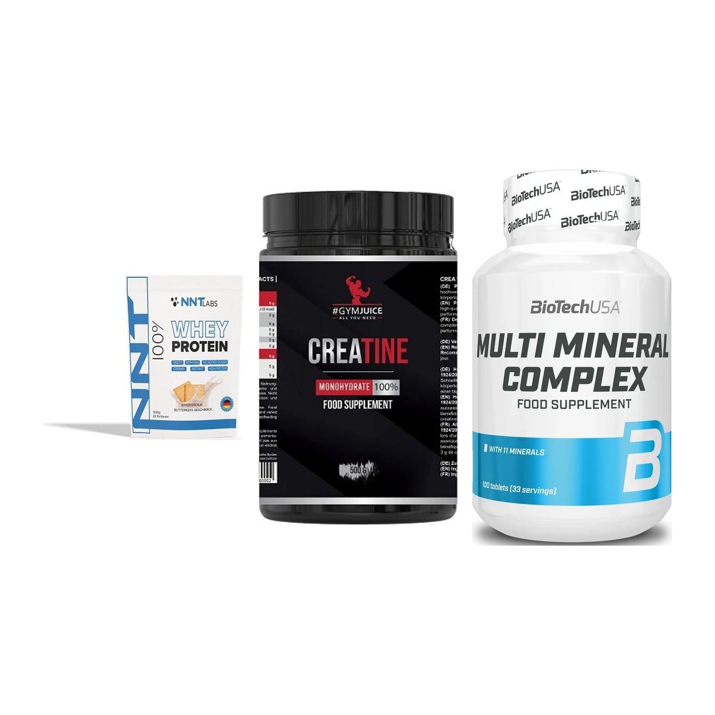 Einsteiger-Set: NNT Whey + #GYMJUICE + BioTech Multi – alle enthaltenen Artikel