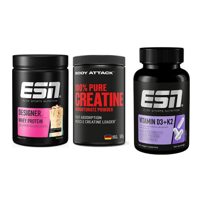Einsteiger-Set: ESN Designer + Body Attack 100% + ESN Vitamin D3 – alle enthaltenen Artikel