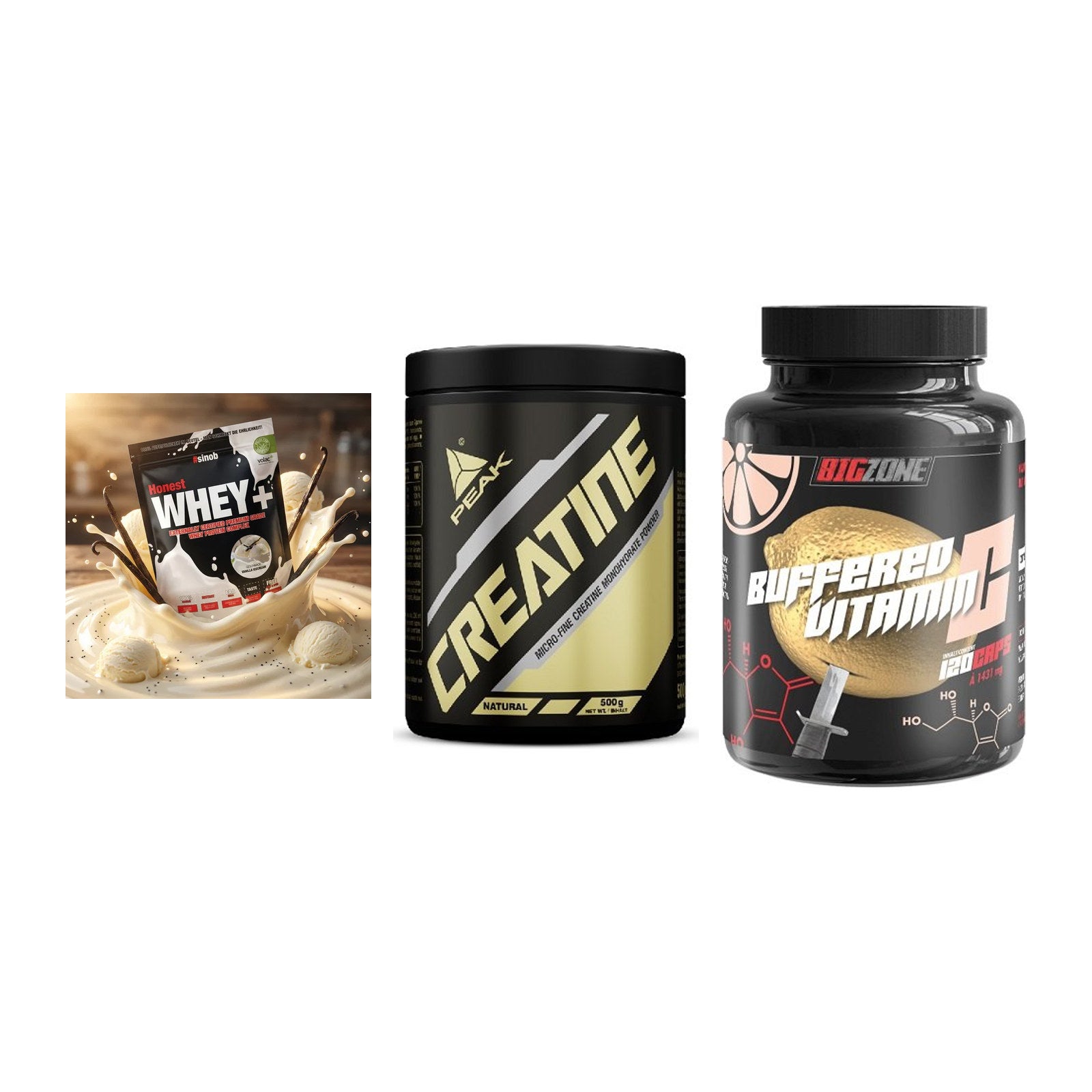 Einsteiger-Set: Sinob Honest + Peak Creatin + Big Zone Buffere – alle enthaltenen Artikel