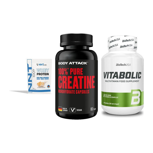 Einsteiger-Set: NNT Whey + Body Attack 100% + BioTech Vitaboli – alle enthaltenen Artikel
