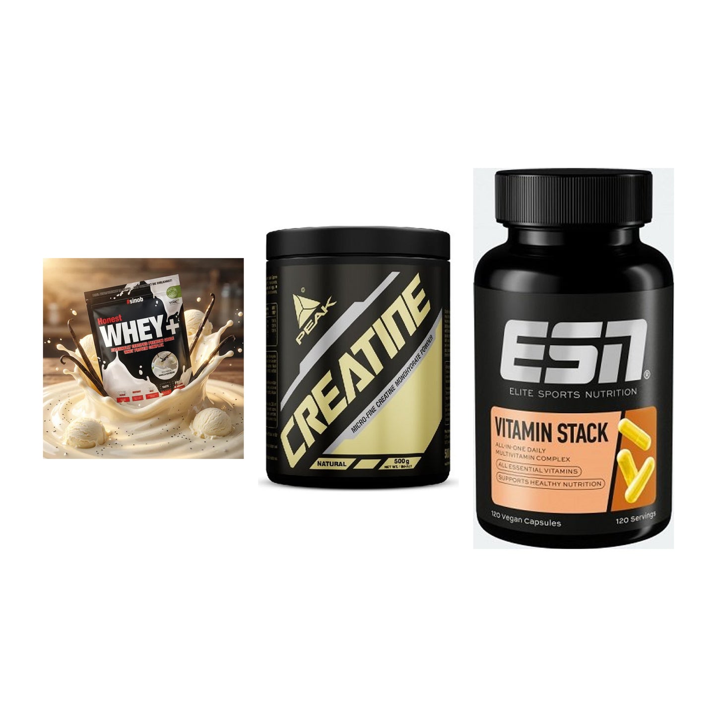 Einsteiger-Set: Sinob Honest + Peak Creatin + ESN Vitamin – alle enthaltenen Artikel