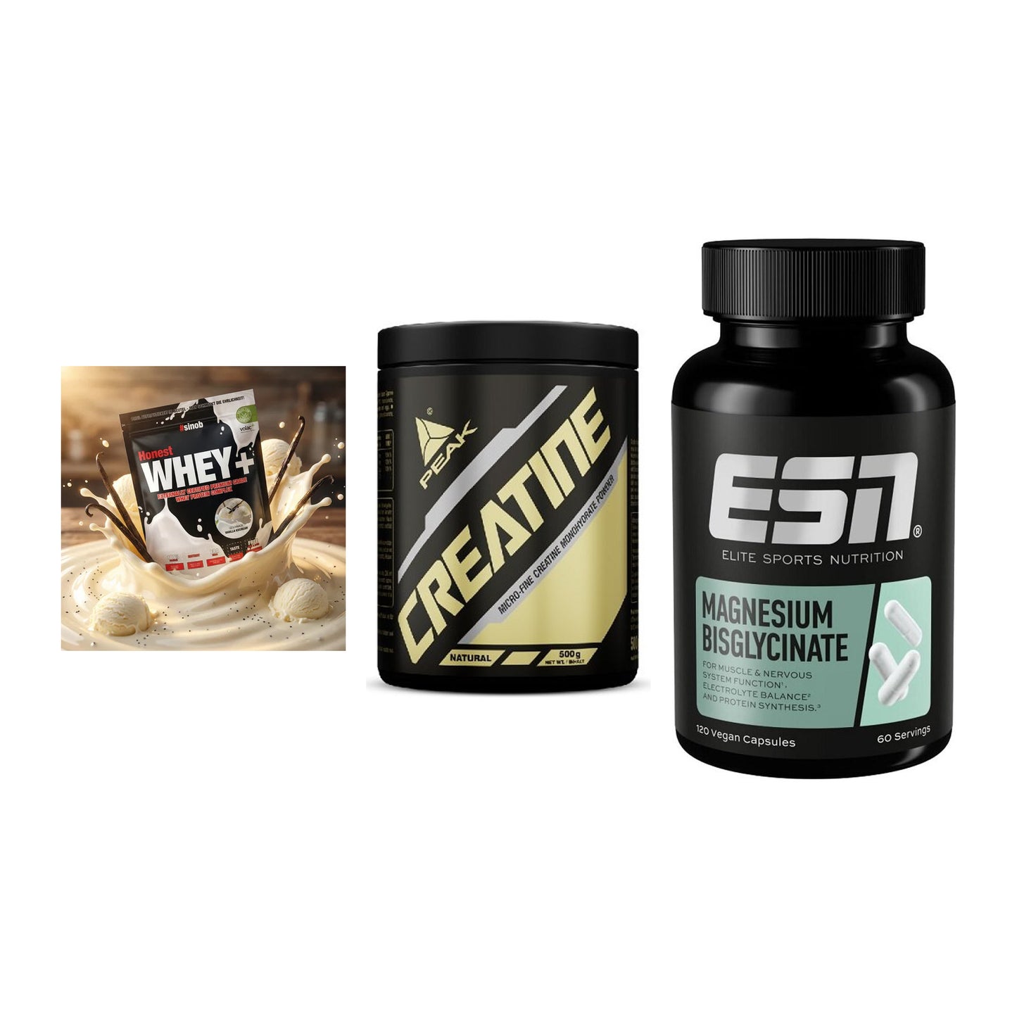 Einsteiger-Set: Sinob Honest + Peak Creatin + ESN Magnesium – alle enthaltenen Artikel