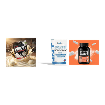 Einsteiger-Set: Sinob Honest Whey+ + NNT Creatin Monohydrat + ESN Zinc – alle enthaltenen Artikel