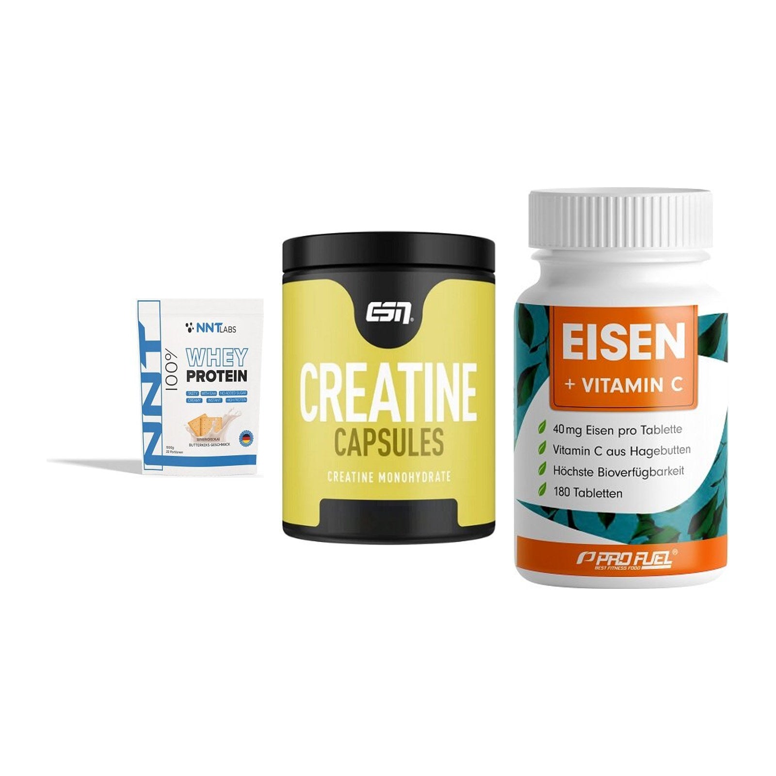 Einsteiger-Set: NNT Whey + ESN Ultrapure + ProFuel EISEN – alle enthaltenen Artikel