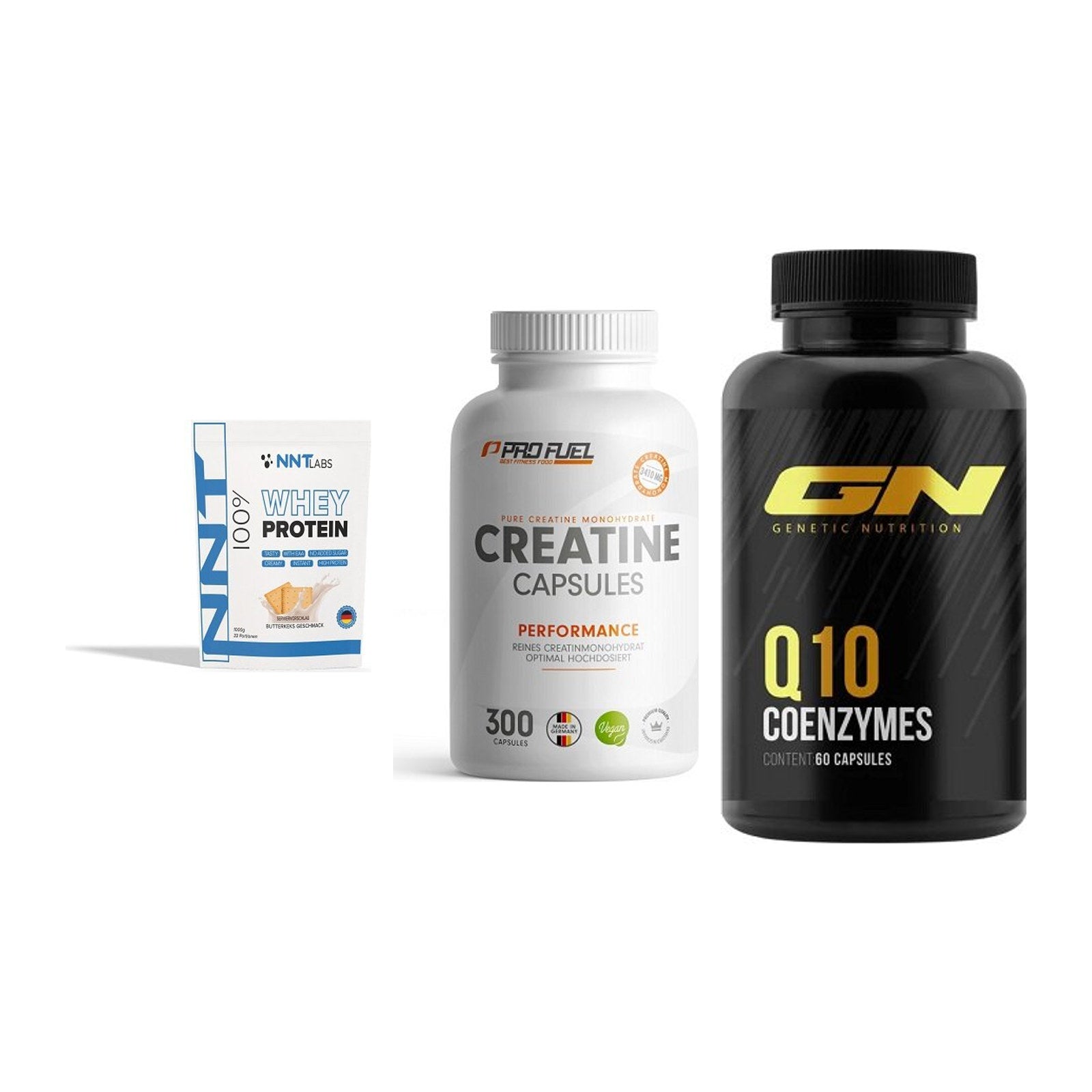 Einsteiger-Set: NNT Whey + ProFuel Creatine + GN Q10 Health – alle enthaltenen Artikel