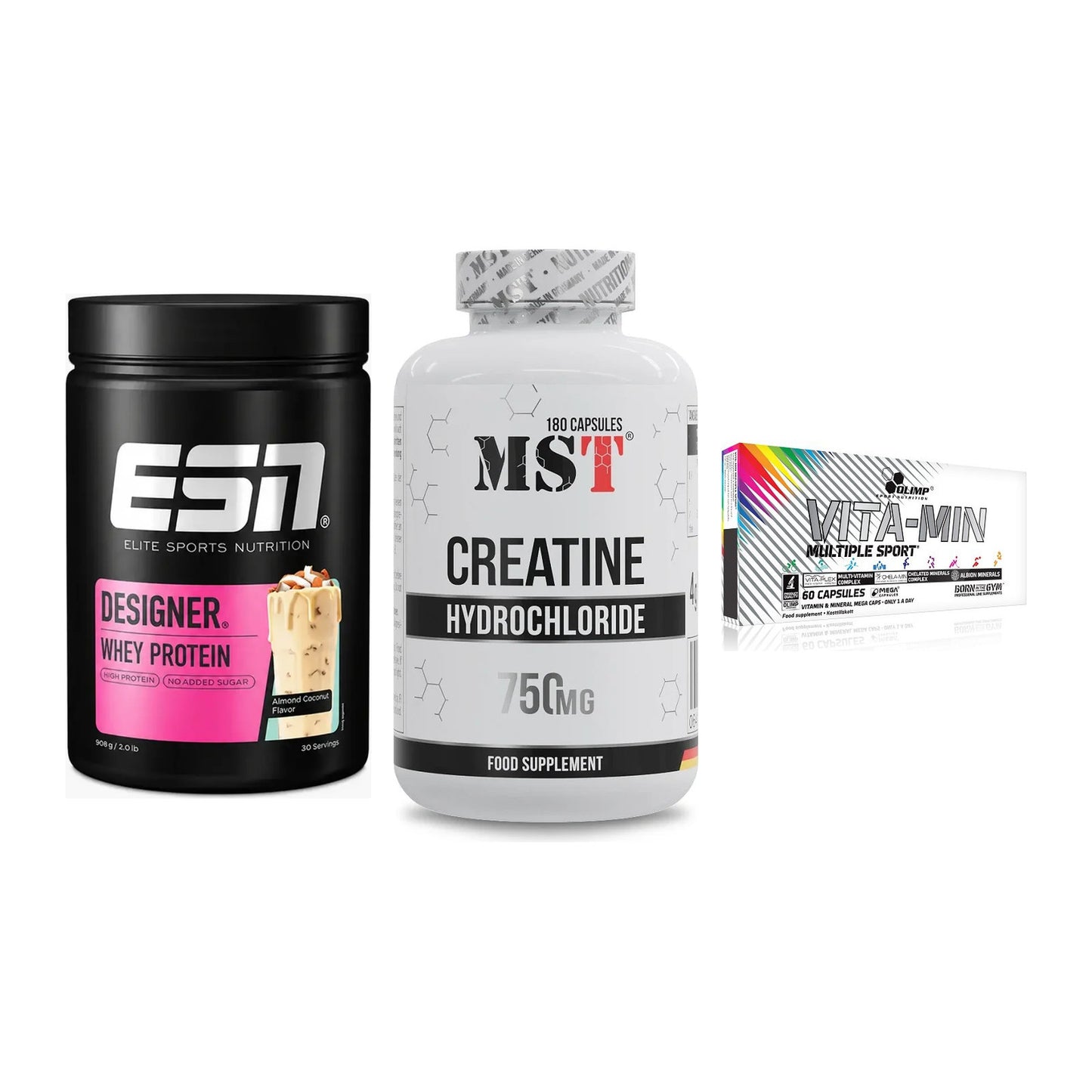 Einsteiger-Set: ESN Designer + MST Creatine HCL + Olimp Vita-Min – alle enthaltenen Artikel