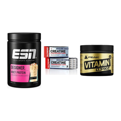 Einsteiger-Set: ESN Designer + Nutrend Creatine + Peak Vitamin – alle enthaltenen Artikel