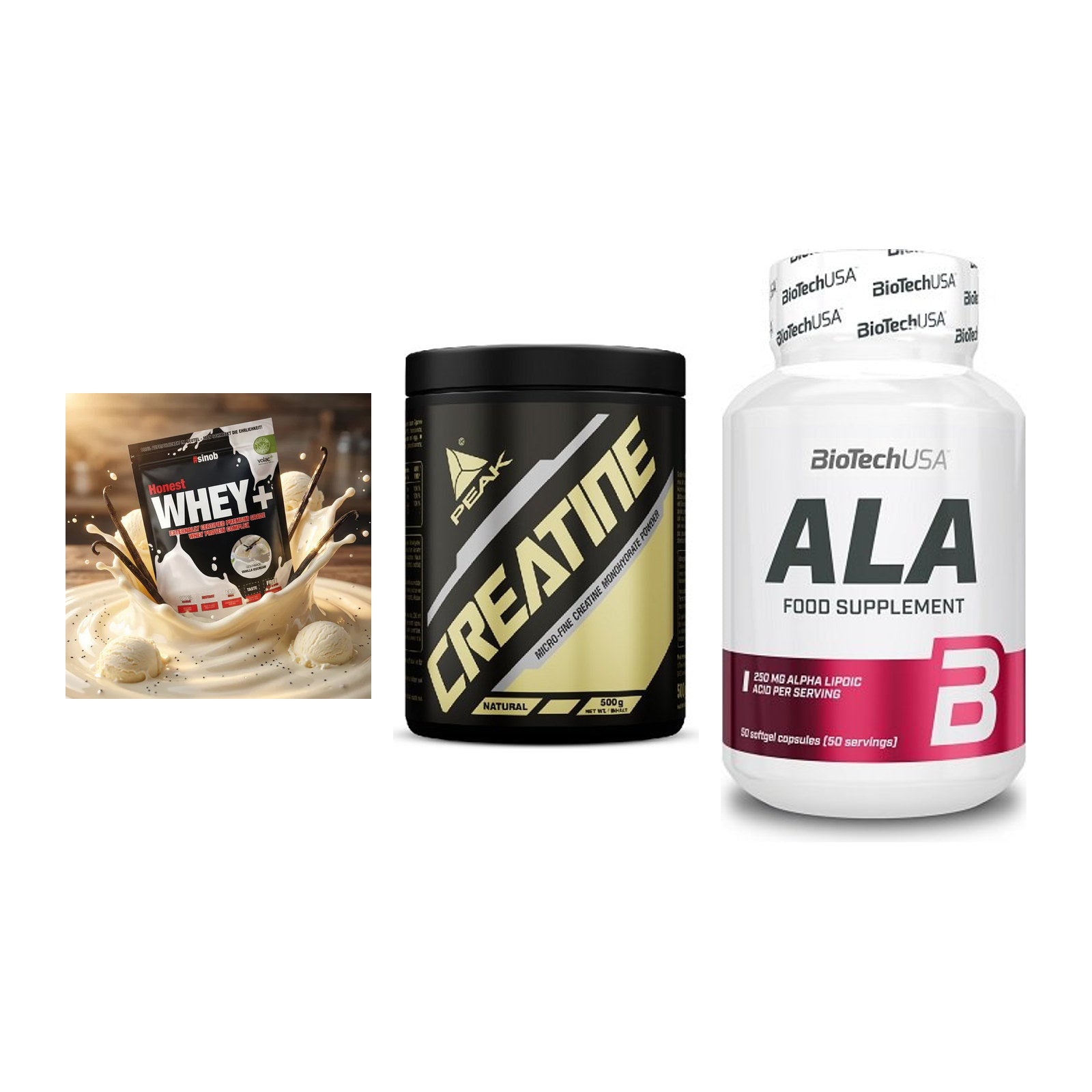 Einsteiger-Set: Sinob Honest + Peak Creatin + BioTech ALA – alle enthaltenen Artikel