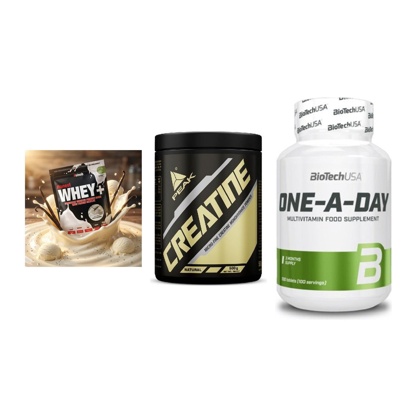 Einsteiger-Set: Sinob Honest + Peak Creatin + BioTech One A – alle enthaltenen Artikel