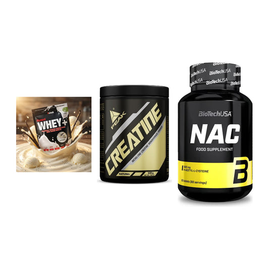 Einsteiger-Set: Sinob Honest Whey+ + Peak Creatin Powder + BioTech NAC – alle enthaltenen Artikel