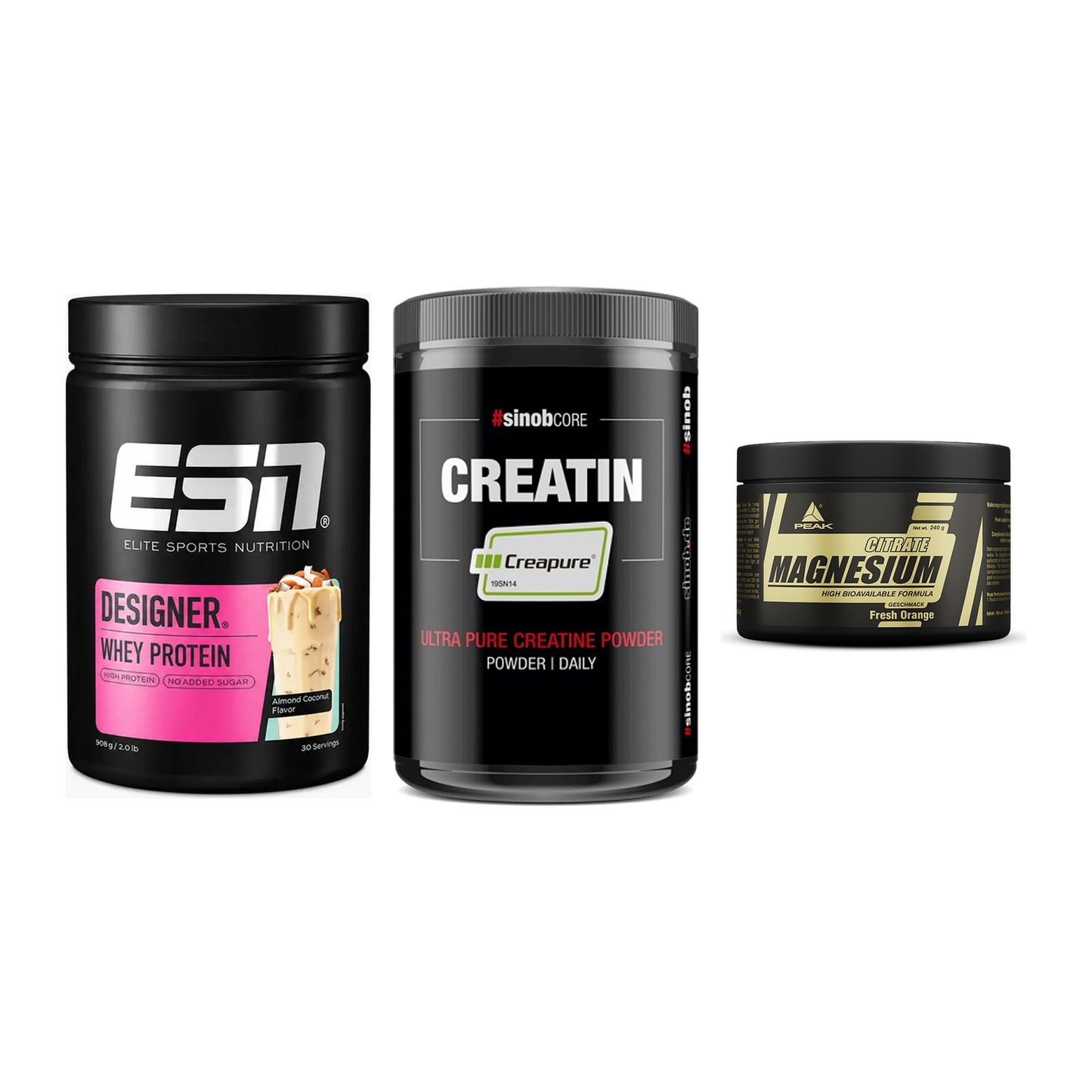 Einsteiger-Set: ESN Designer + Sinob Creatin + Peak Magnesium – alle enthaltenen Artikel