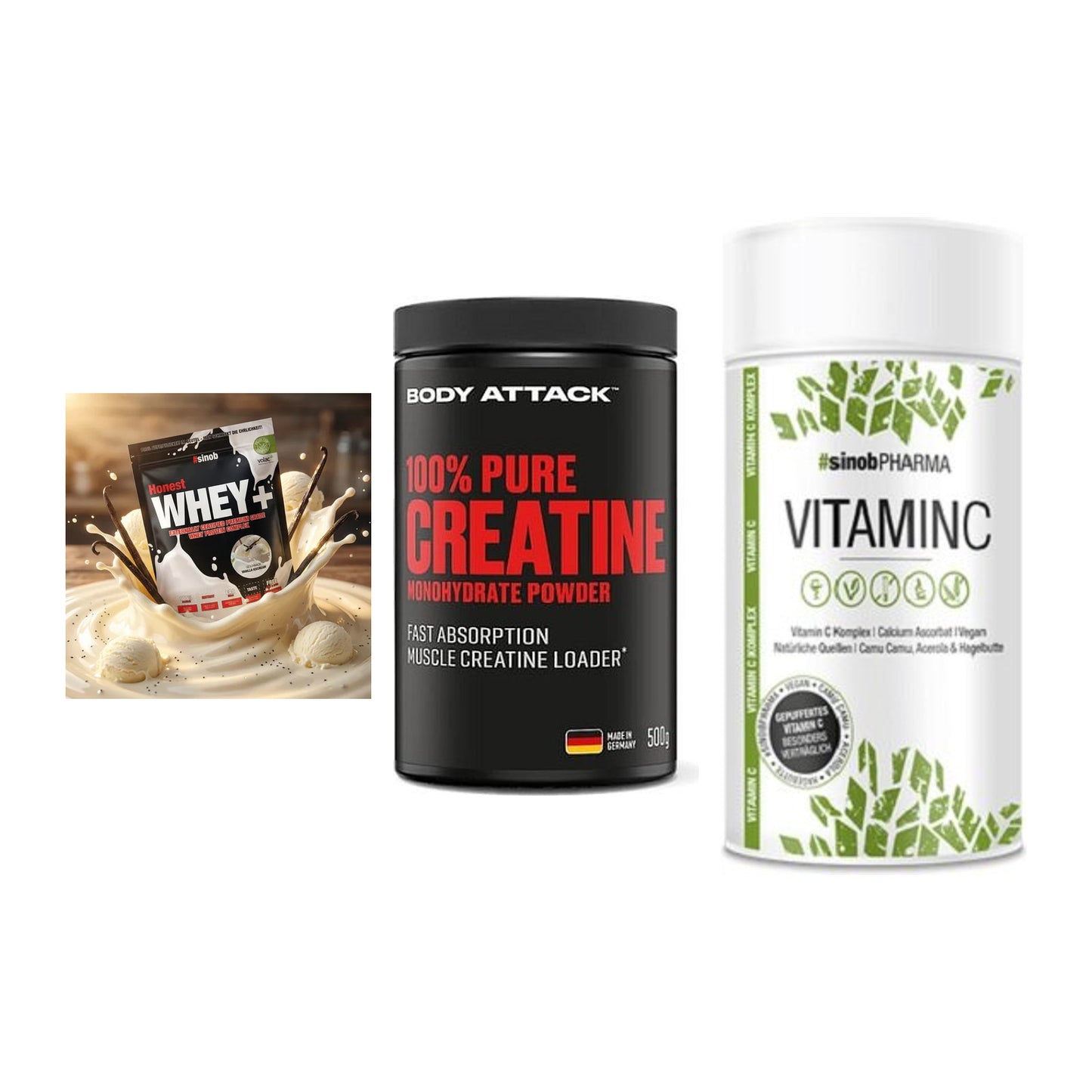 Einsteiger-Set: Sinob Honest + Body Attack 100% + Sinob Vitamin C – alle enthaltenen Artikel