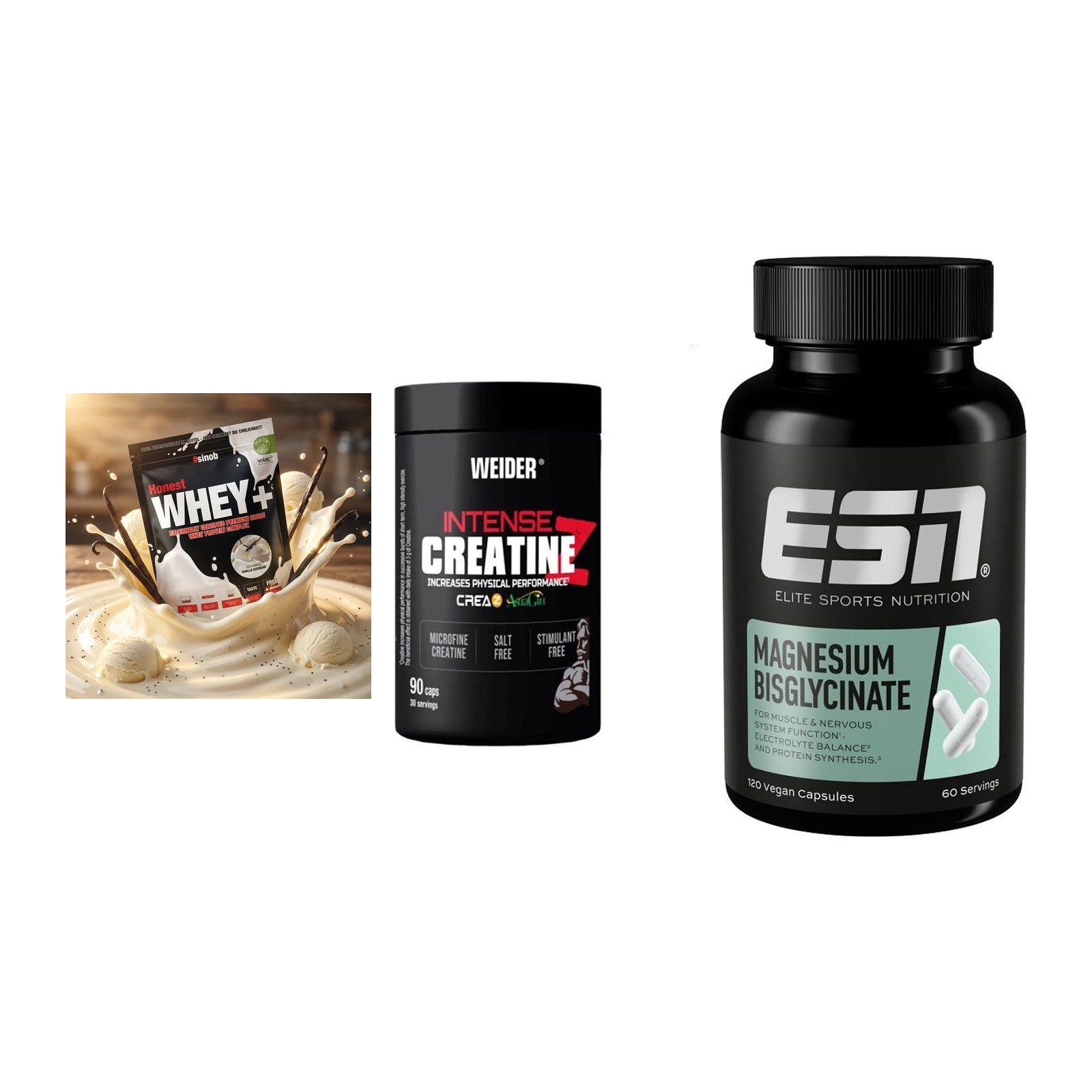 Einsteiger-Set: Sinob Honest + Weider Intense + ESN Magnesium – alle enthaltenen Artikel