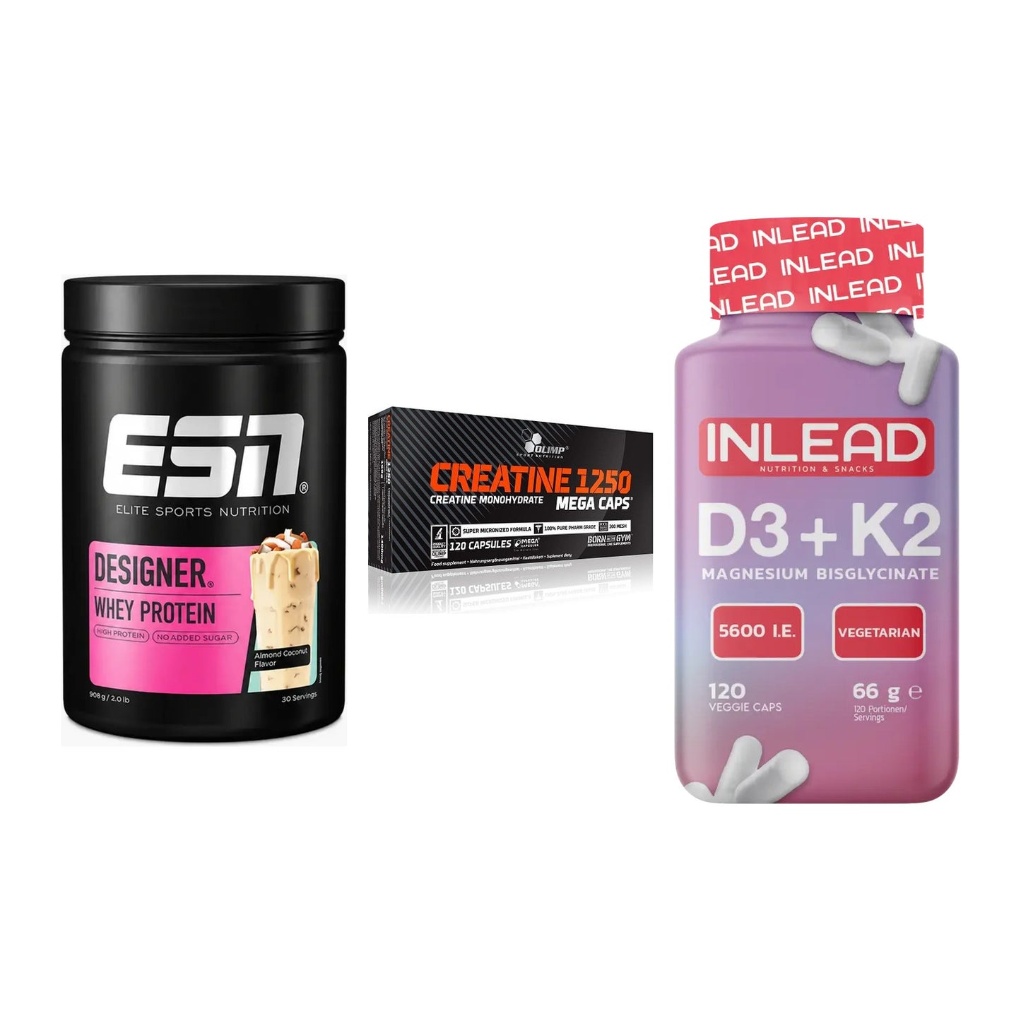 Einsteiger-Set: ESN Designer + Olimp Creatine + INLEAD Vitamin – alle enthaltenen Artikel